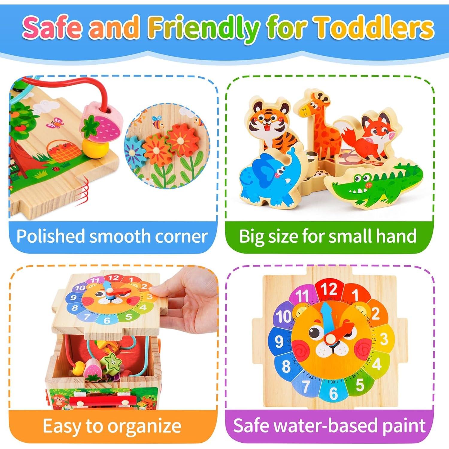 Cubo de Actividad de Madera Shenzhenshikedikeran Azul 7 en 1