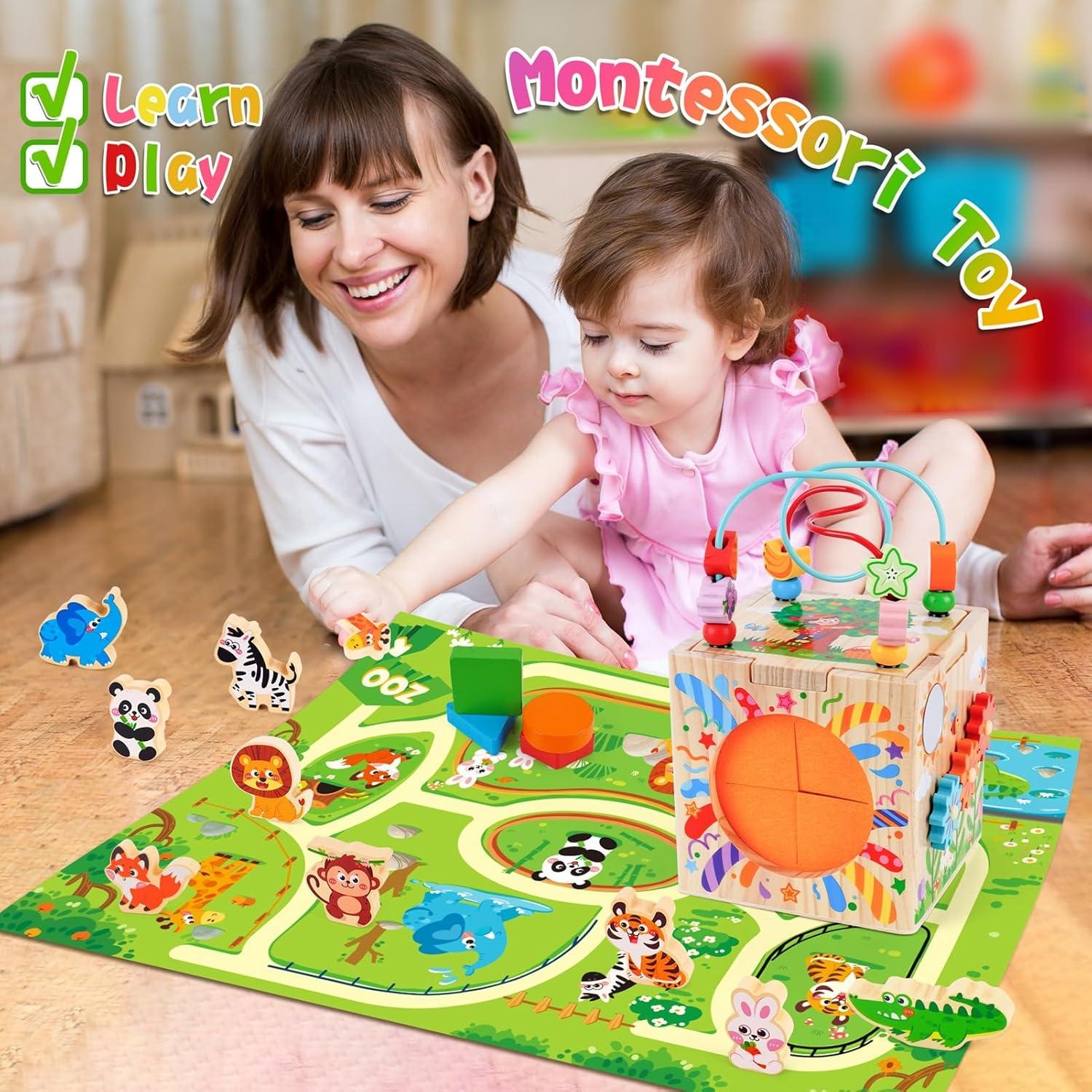 Cubo de Actividad de Madera Shenzhenshikedikeran Azul 7 en 1