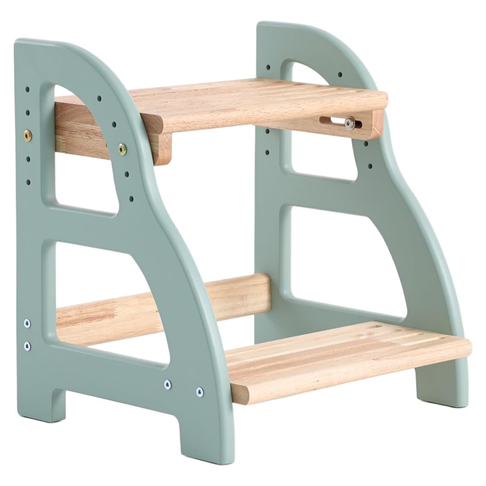 Taburete Ajustable Nuvograin para Niños Verde de Madera