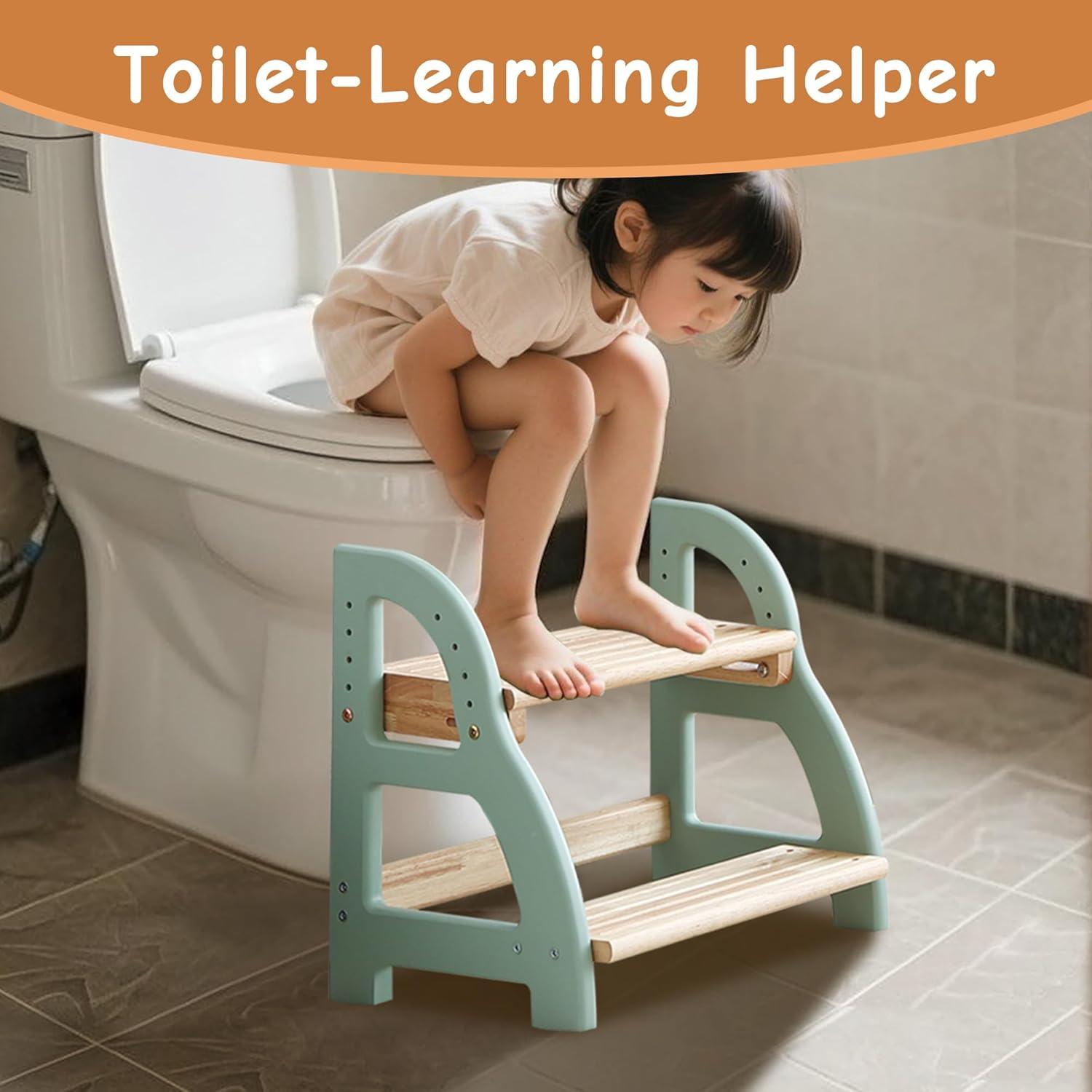 Taburete Ajustable Nuvograin para Niños Verde de Madera