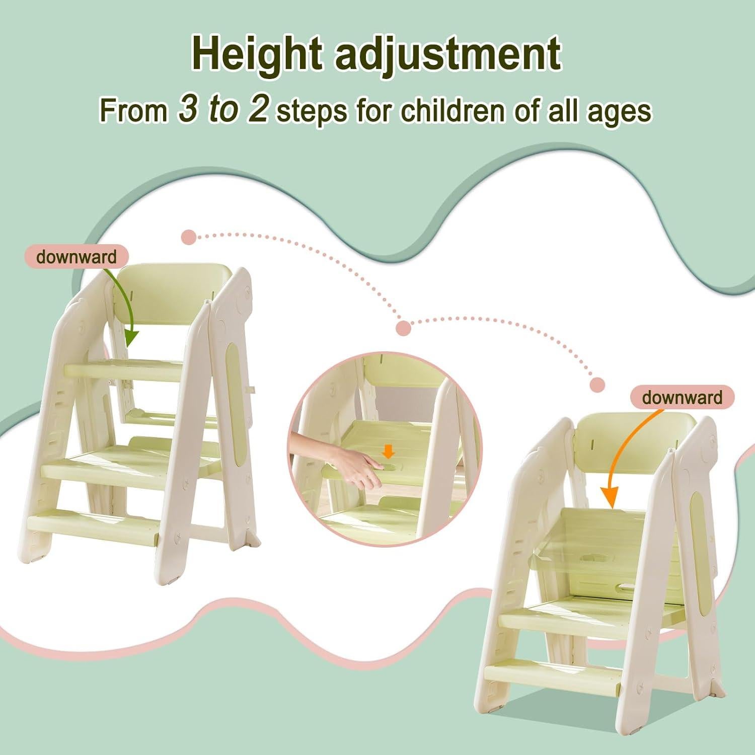 Torre de Aprendizaje Plegable Anxeit para Niños - Gris Blanco