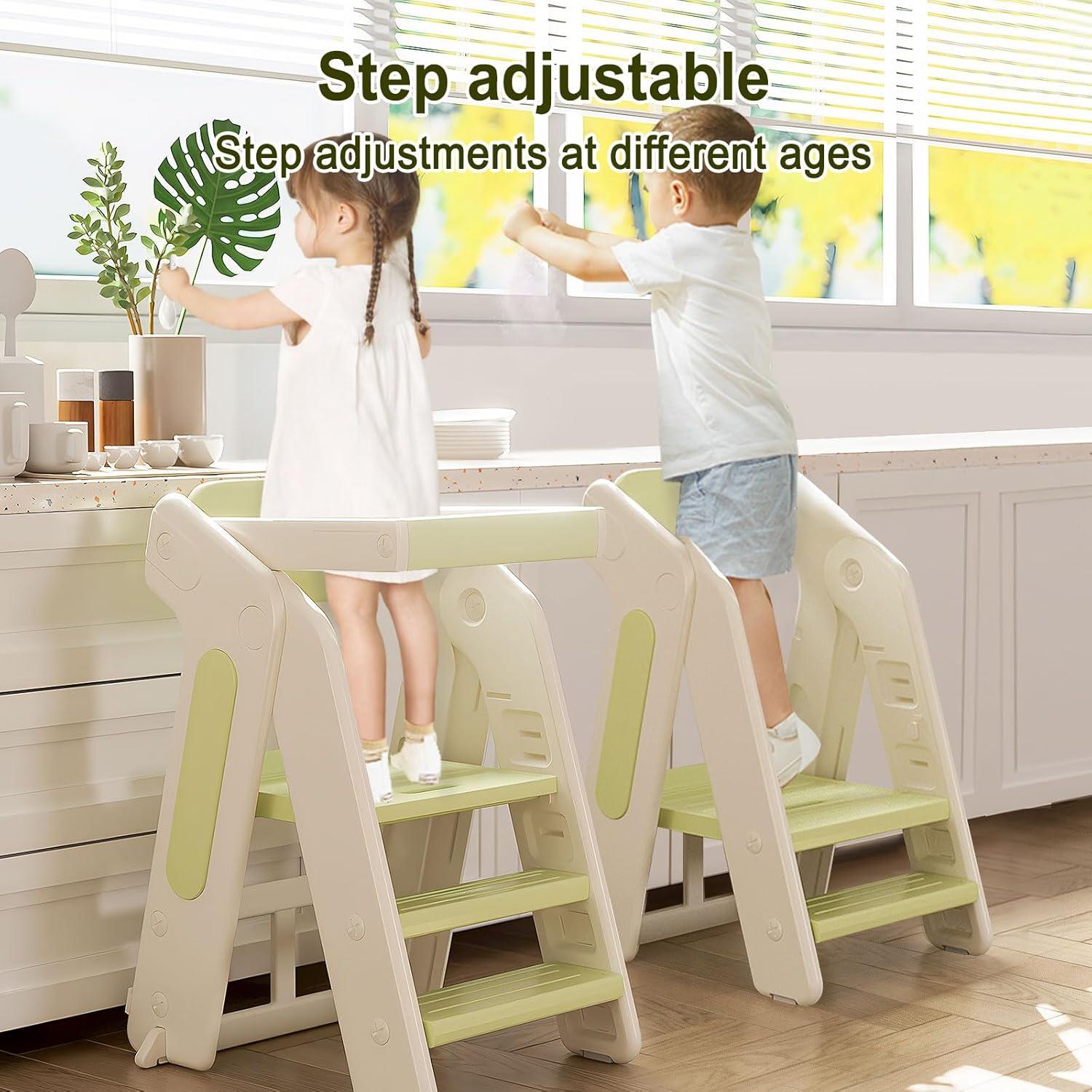 Torre de Aprendizaje Plegable Anxeit para Niños - Gris Blanco