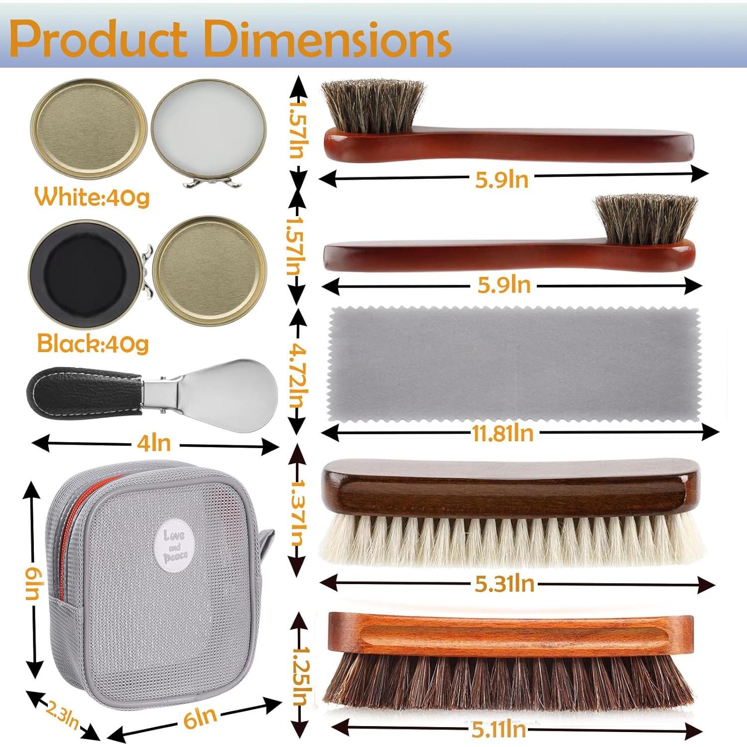 Kit de Cuidado de Zapatos 10 Piezas - Pulido Negro y Blanco