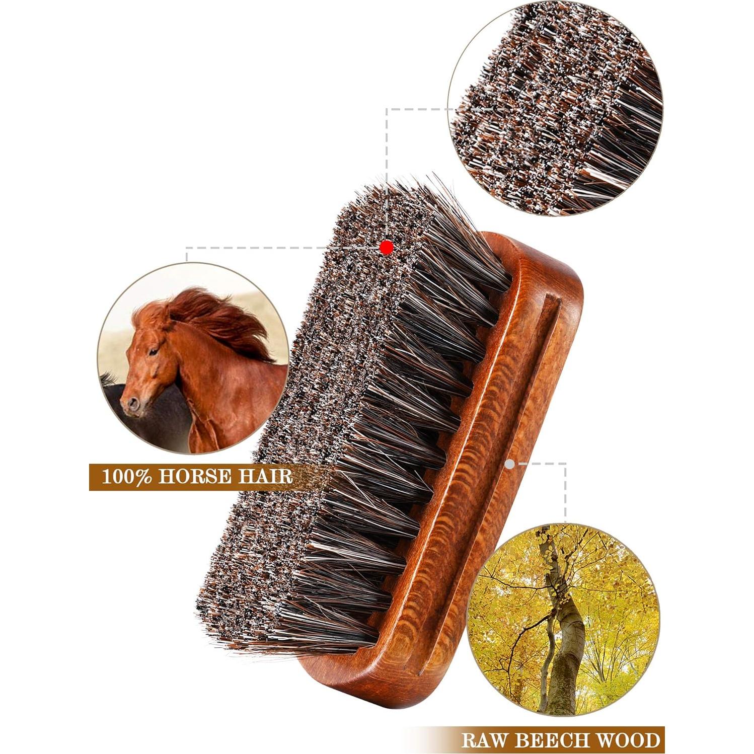 Kit de Cepillos para Pulir Zapatos YoungJoy 3 Piezas Cerdas de Caballo