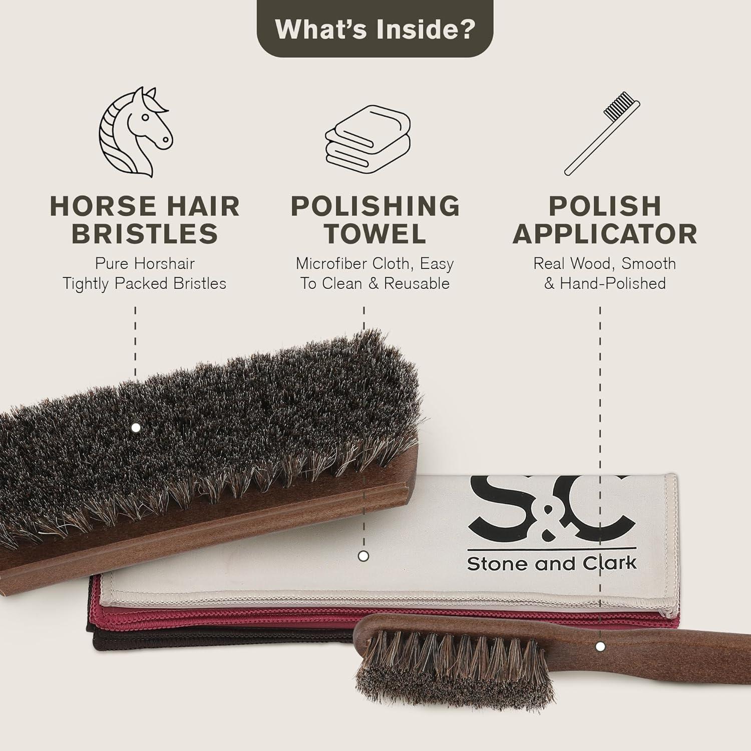 Kit de Cuidado de Cuero Stone and Clark - 13 Piezas y Cepillo Mini