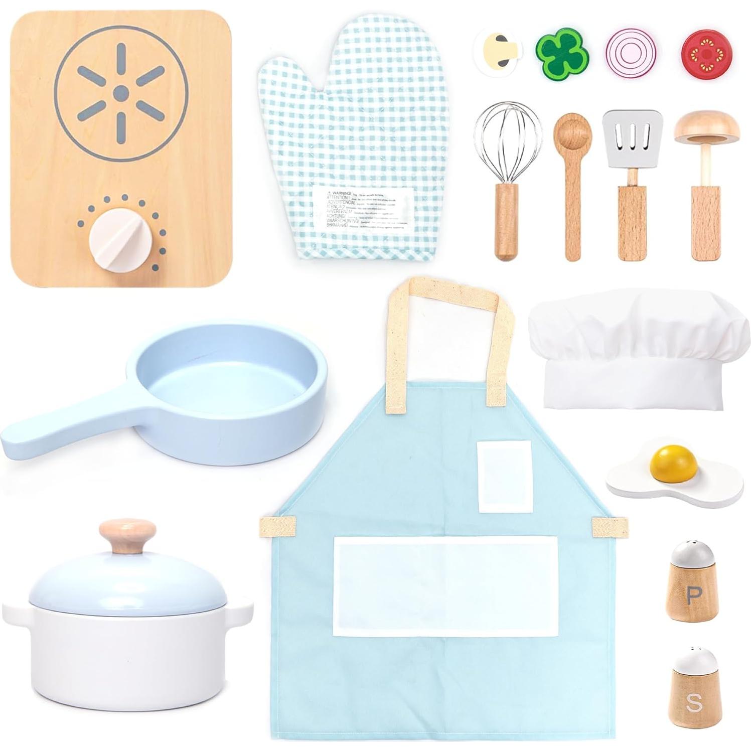 Conjunto de Cocina de Madera UMU para Niños + Frutas Cortar