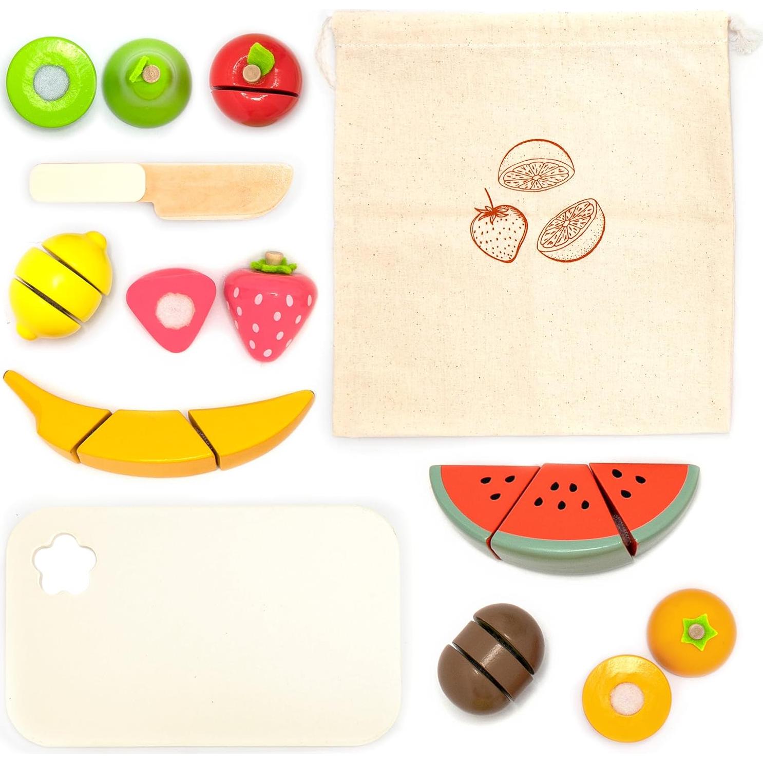 Conjunto de Cocina de Madera UMU para Niños + Frutas Cortar