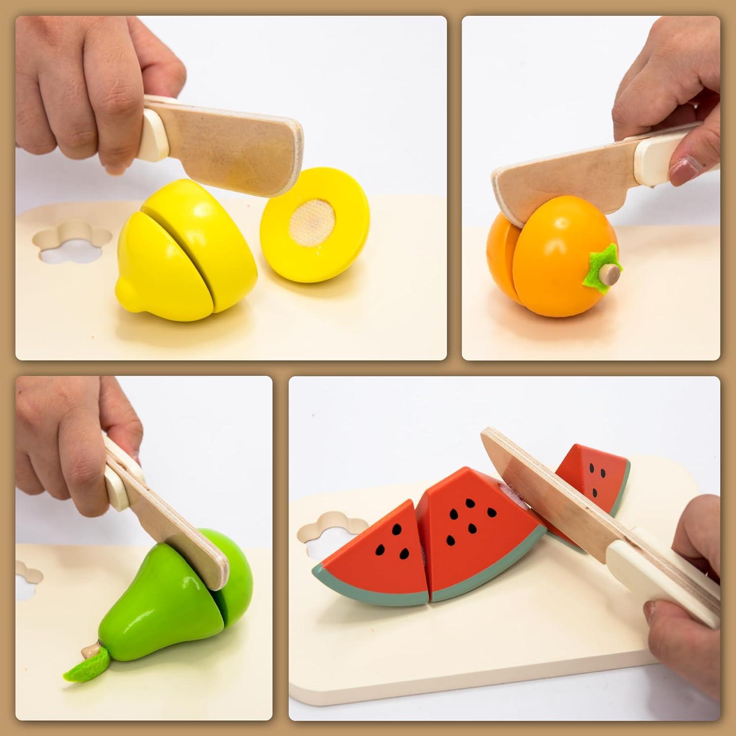 Conjunto de Cocina de Madera UMU para Niños + Frutas Cortar