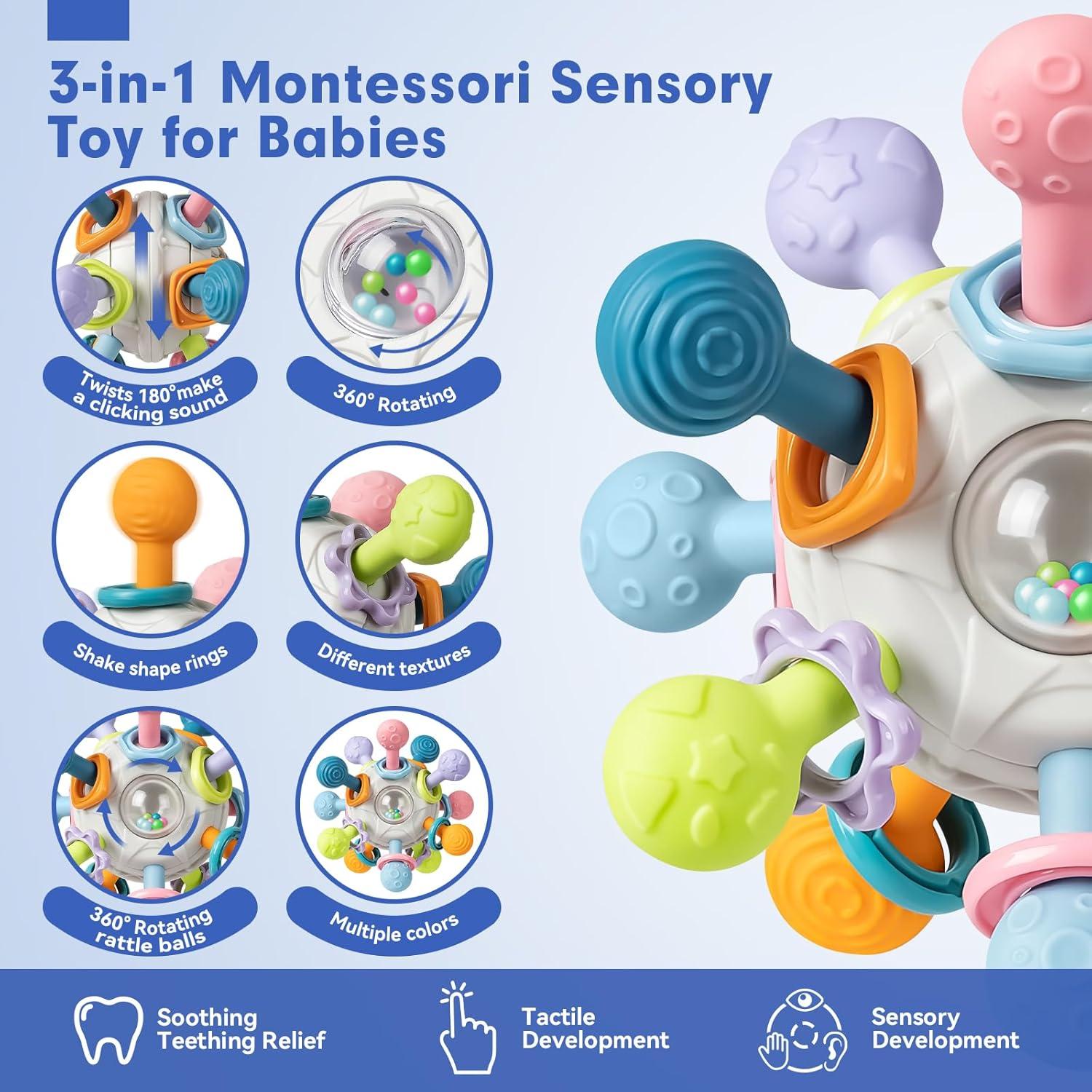 Juguetes Montessori 3 en 1 SpringFlower para Bebés 0-18 Meses
