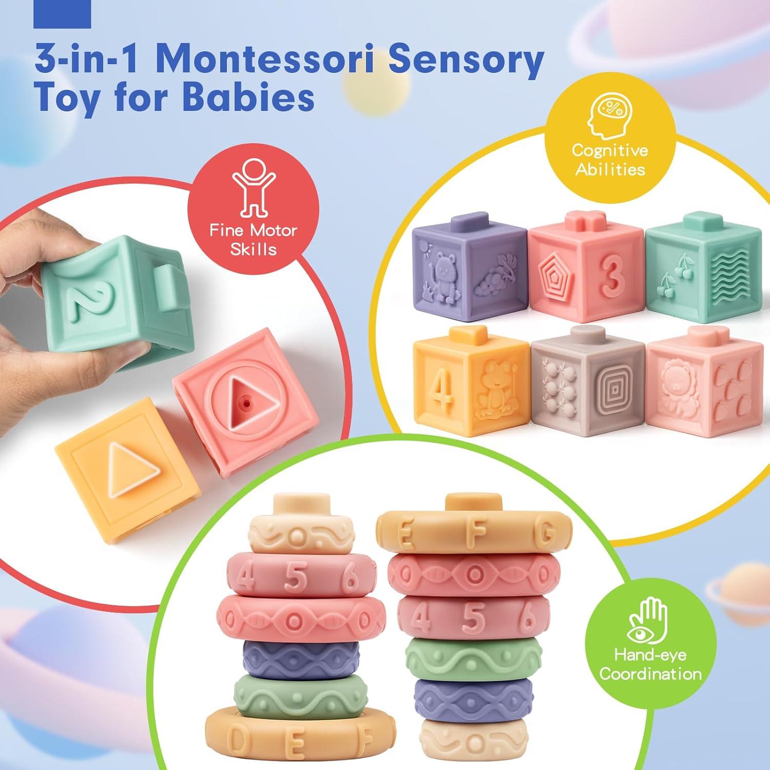 Juguetes Montessori 3 en 1 SpringFlower para Bebés 0-18 Meses