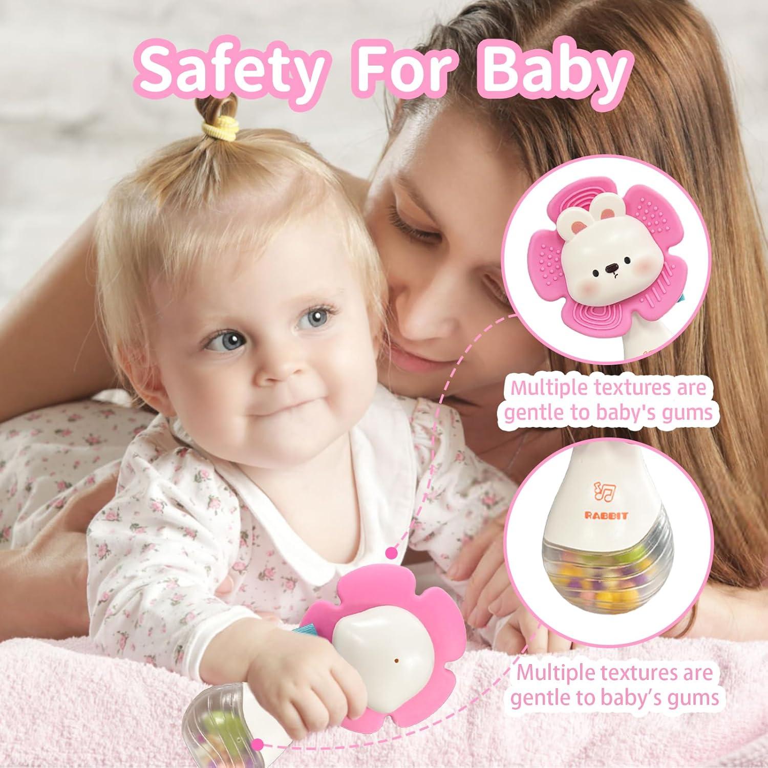 Sonajeros para Bebés Weirtoya 2 PCS Mordedores Dentición 0-6 Meses