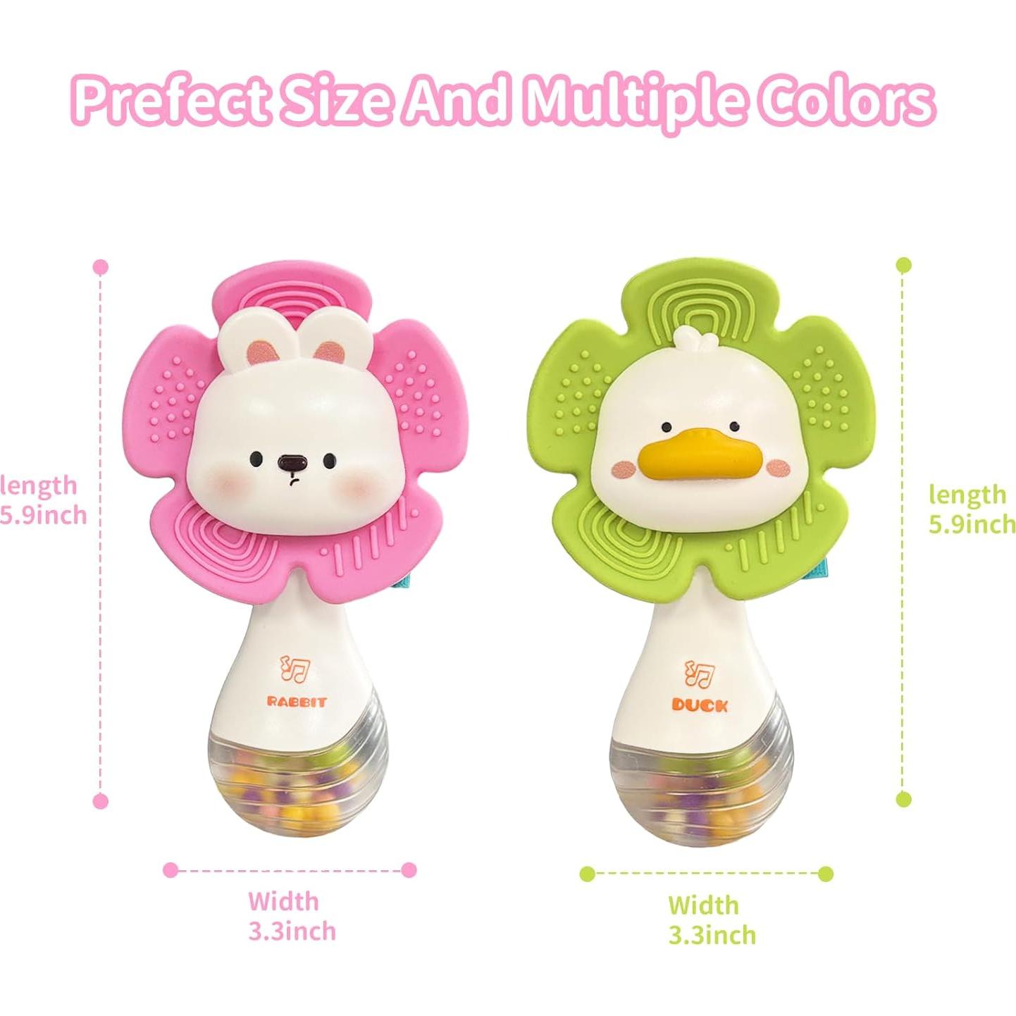 Sonajeros para Bebés Weirtoya 2 PCS Mordedores Dentición 0-6 Meses