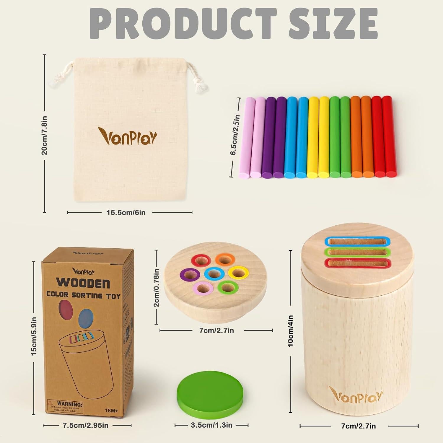 Juguete Montessori Vanplay 2 en 1 para Niños 18 Meses - Madera