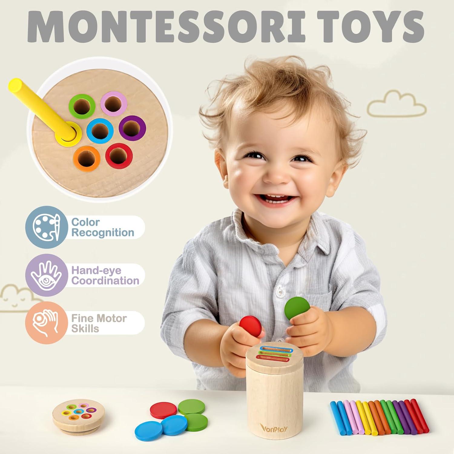 Juguete Montessori Vanplay 2 en 1 para Niños 18 Meses - Madera