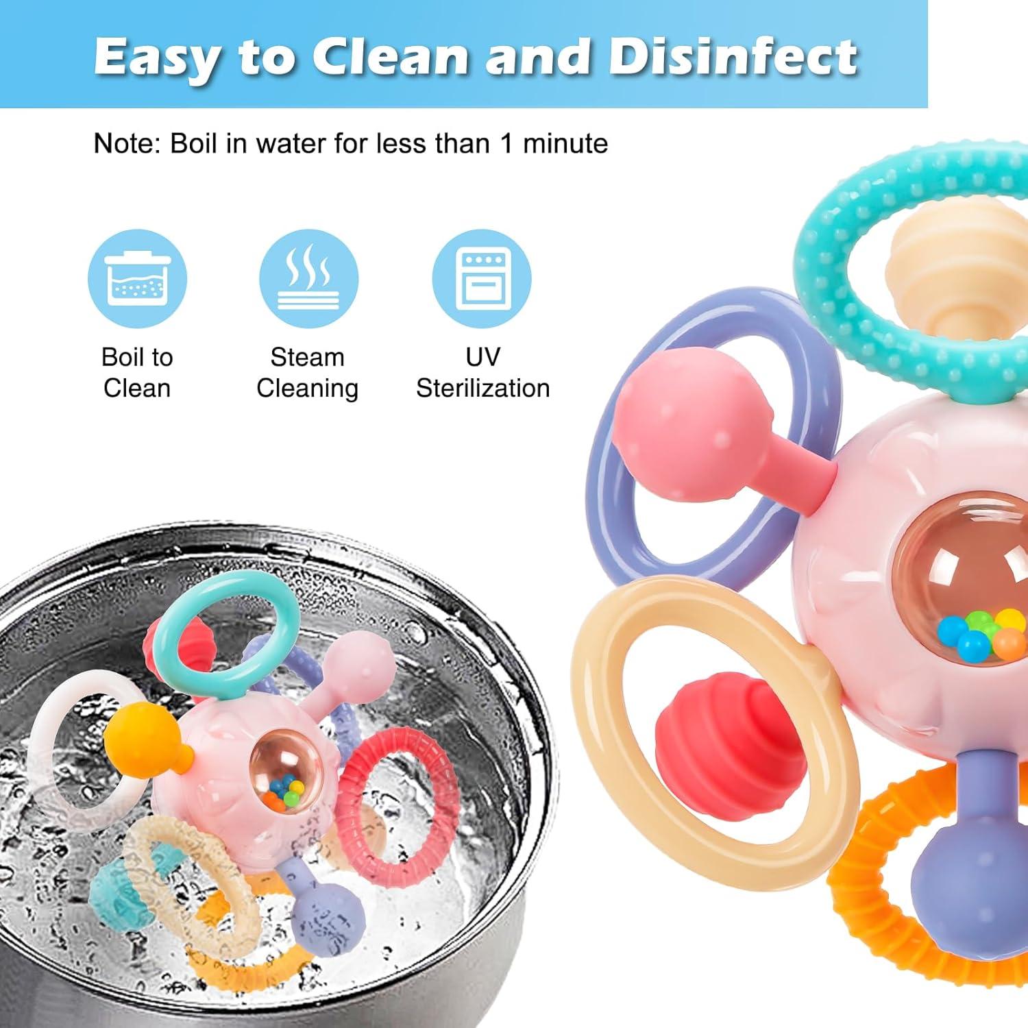 Juguete de Dentición Montessori Bebés 0-12 Meses Rosa