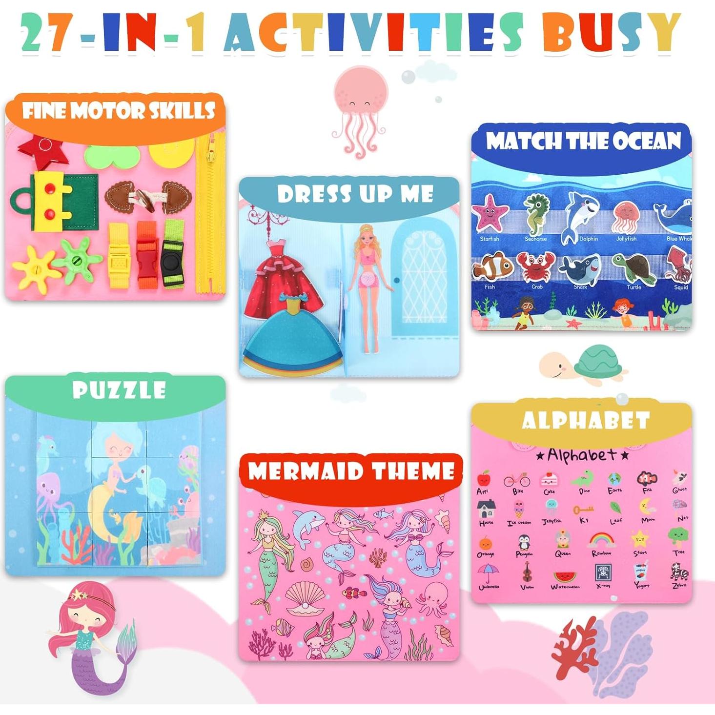 Tablero Ocupado Montessori Rosa Cuento de Hadas 27 Actividades