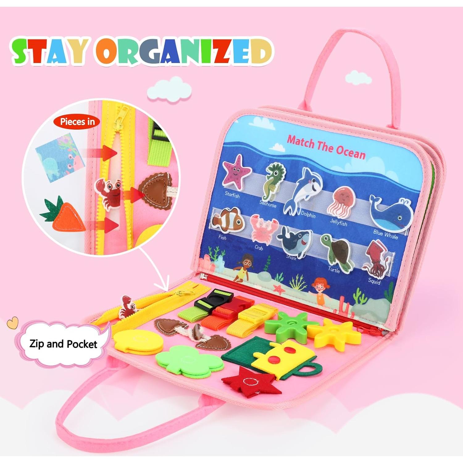 Tablero Ocupado Montessori Rosa Cuento de Hadas 27 Actividades