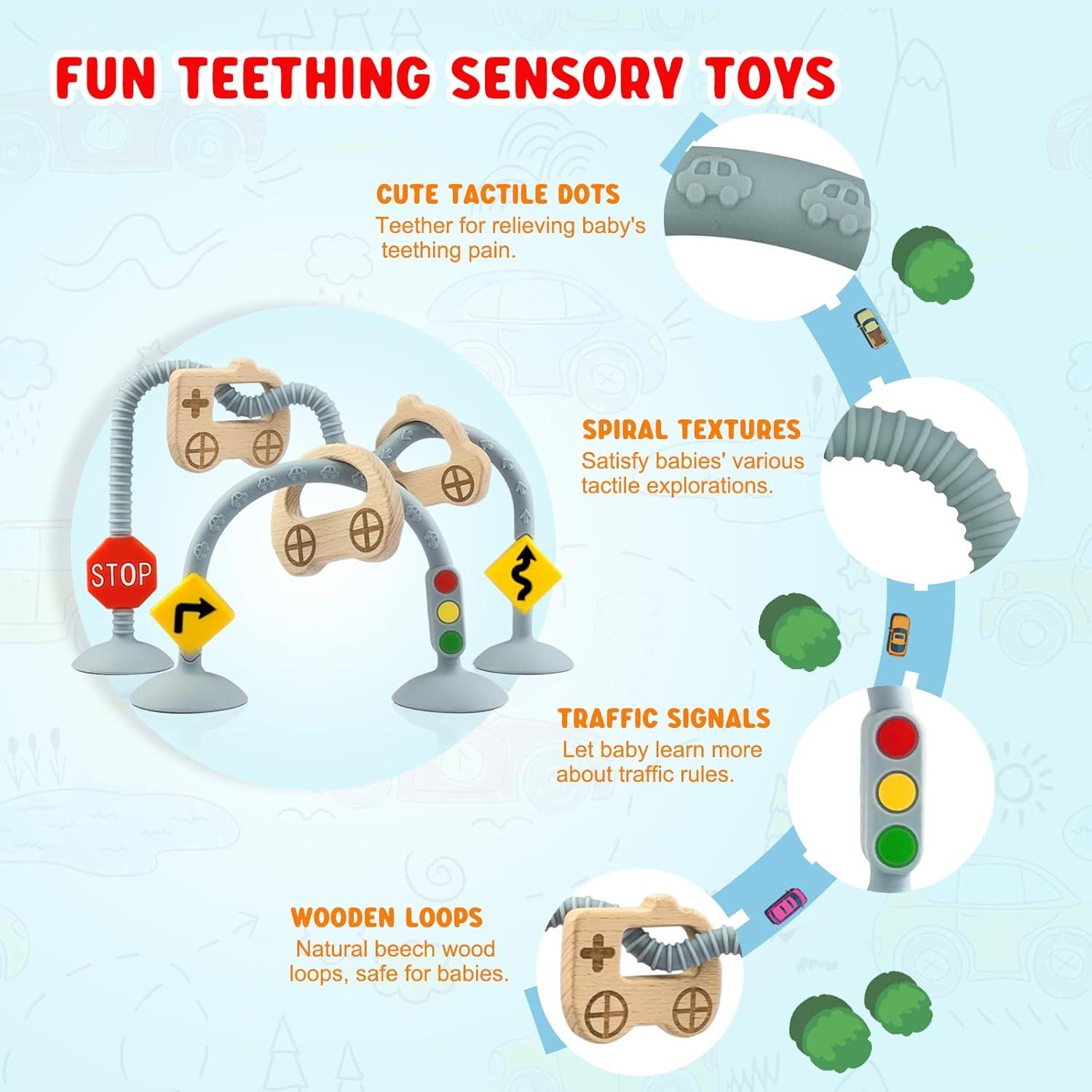 Juguete de Succión para Sillas Altas Melikey - Silicona y Madera