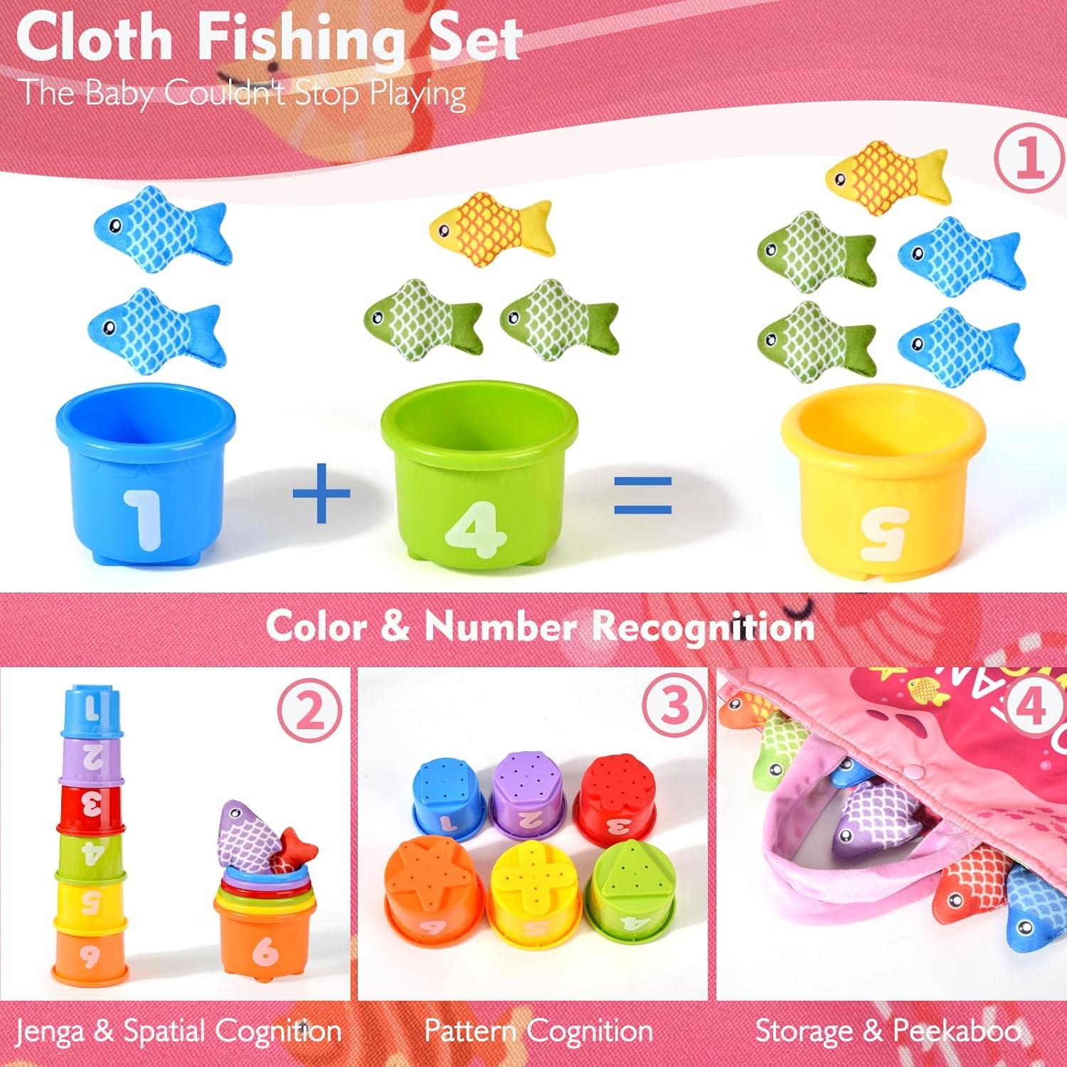 Juego de Pesca Montessori Alsatic Toys - 20 Piezas para Niños 1-3 Años