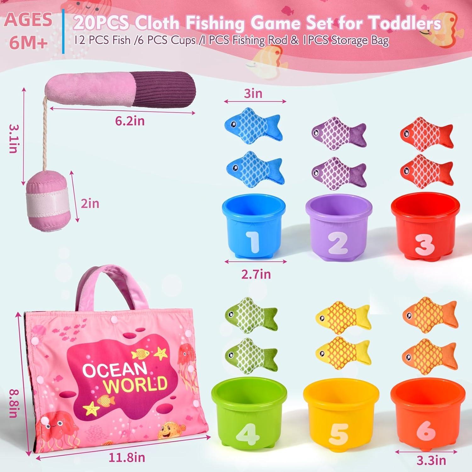 Juego de Pesca Montessori Alsatic Toys - 20 Piezas para Niños 1-3 Años