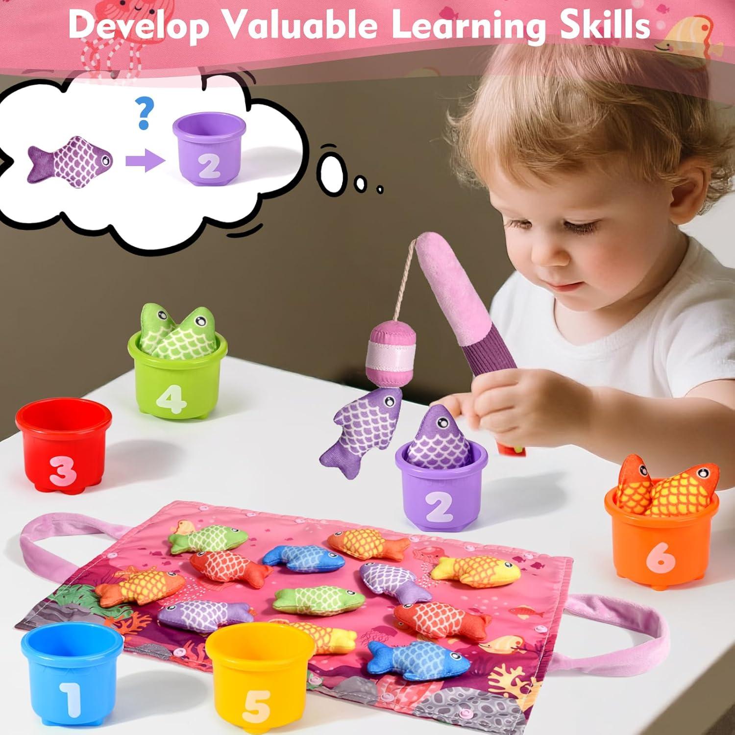 Juego de Pesca Montessori Alsatic Toys - 20 Piezas para Niños 1-3 Años