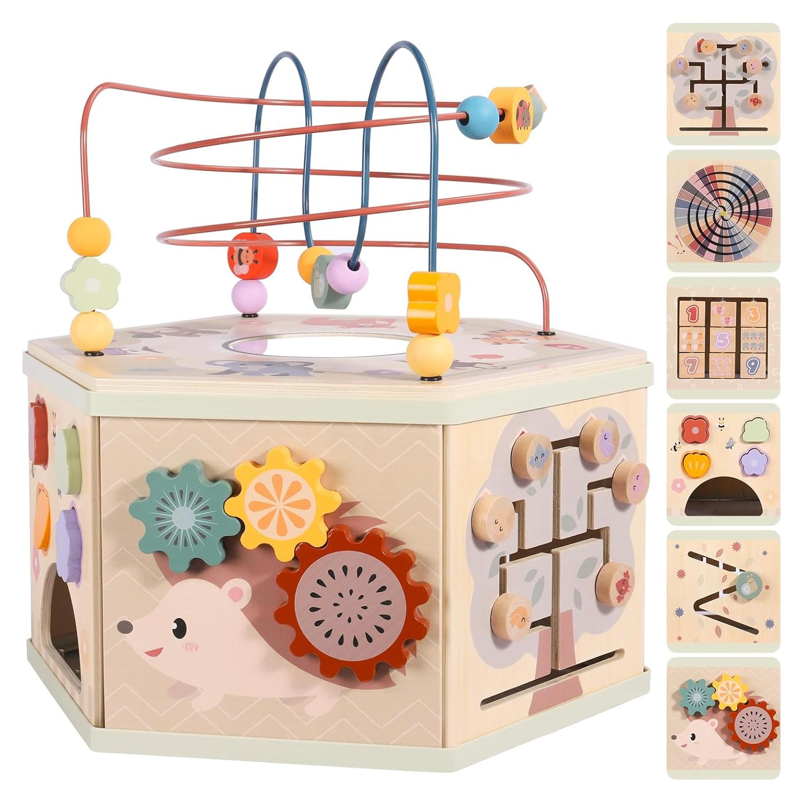 Cubo de Actividades de Madera Takeeyce 9 en 1 para Bebés