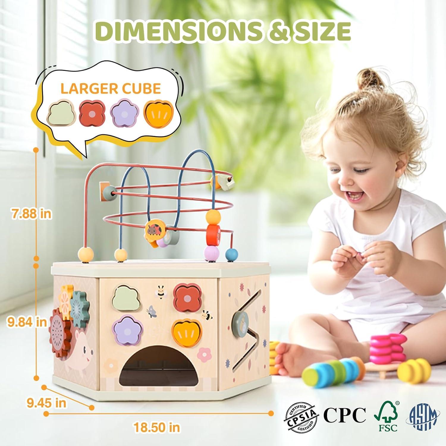 Cubo de Actividades de Madera Takeeyce 9 en 1 para Bebés