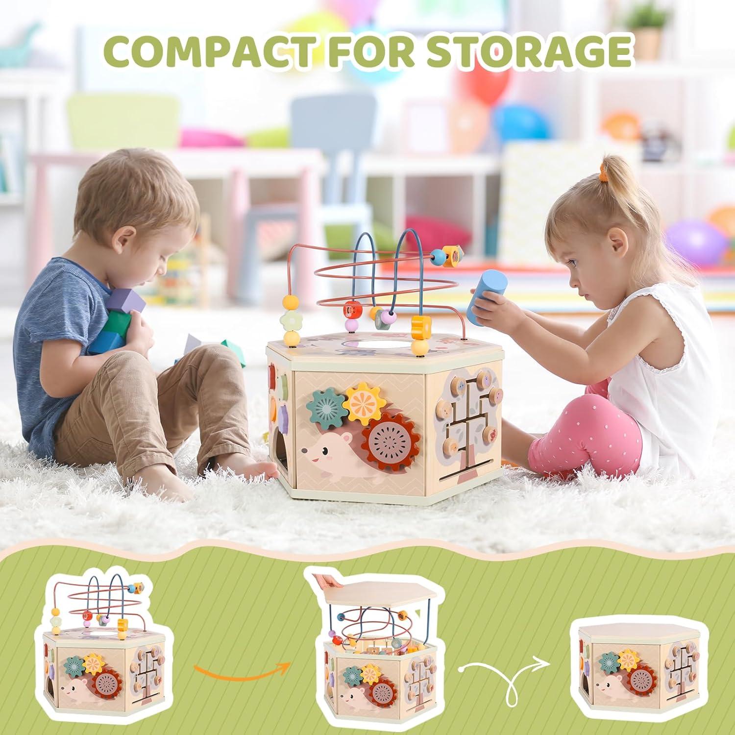 Cubo de Actividades de Madera Takeeyce 9 en 1 para Bebés