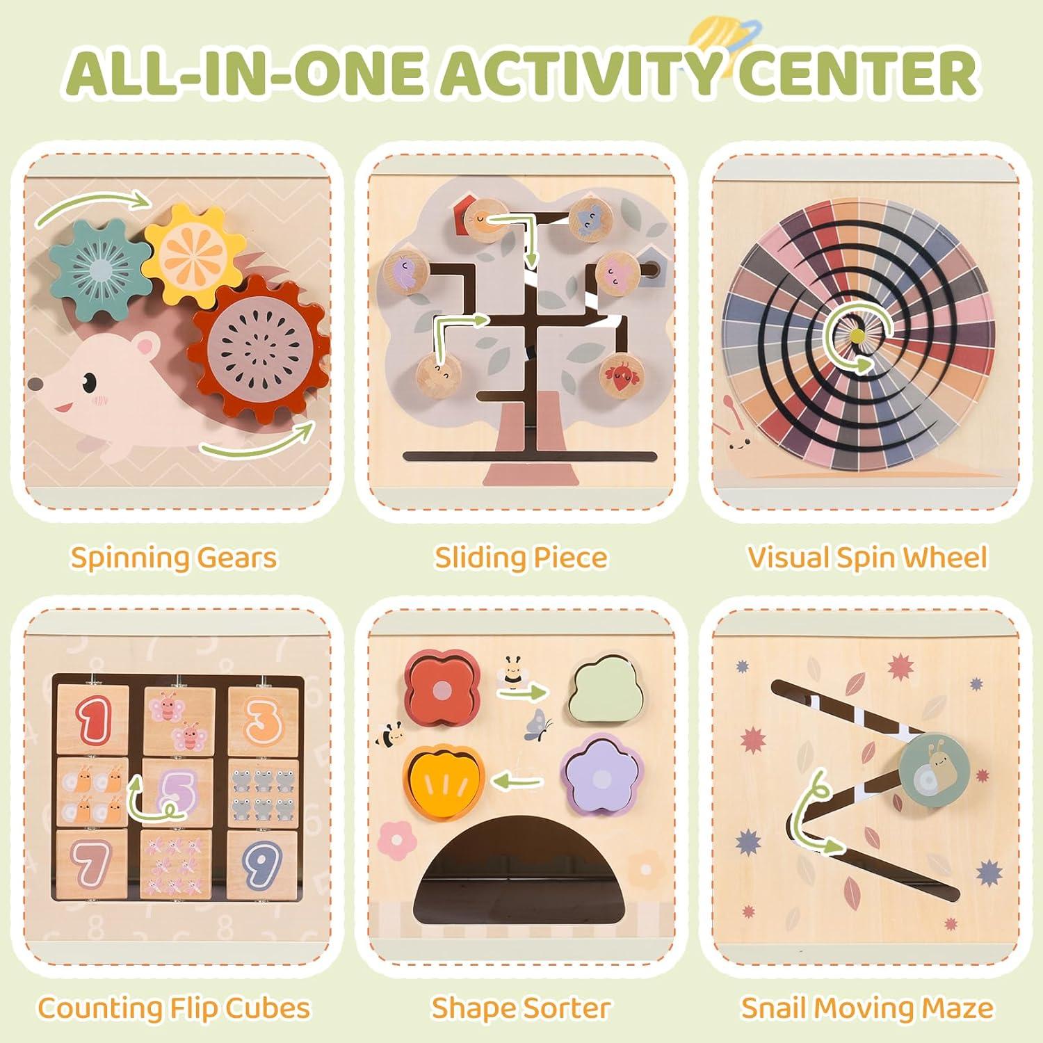 Cubo de Actividades de Madera Takeeyce 9 en 1 para Bebés