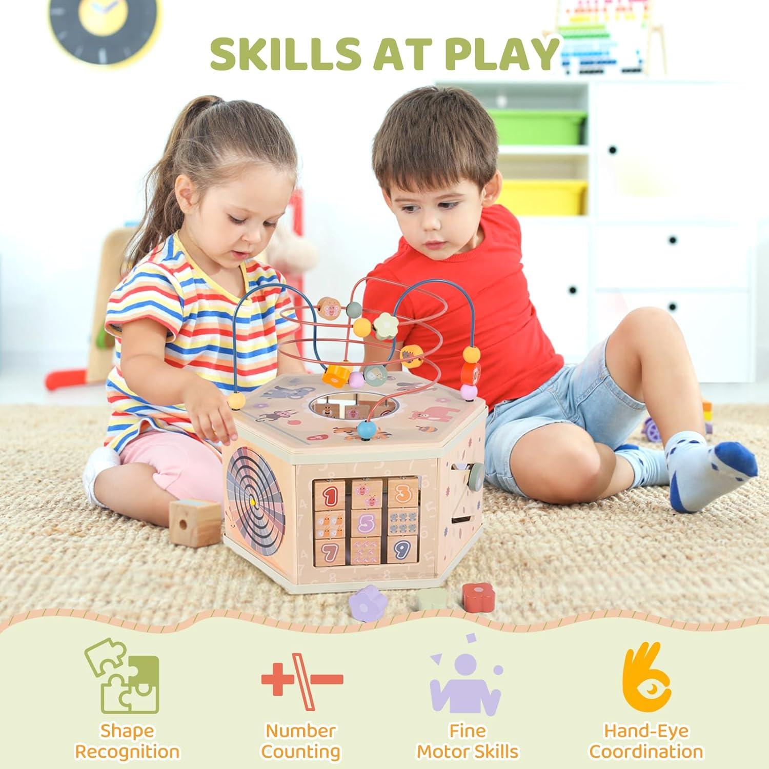 Cubo de Actividades de Madera Takeeyce 9 en 1 para Bebés