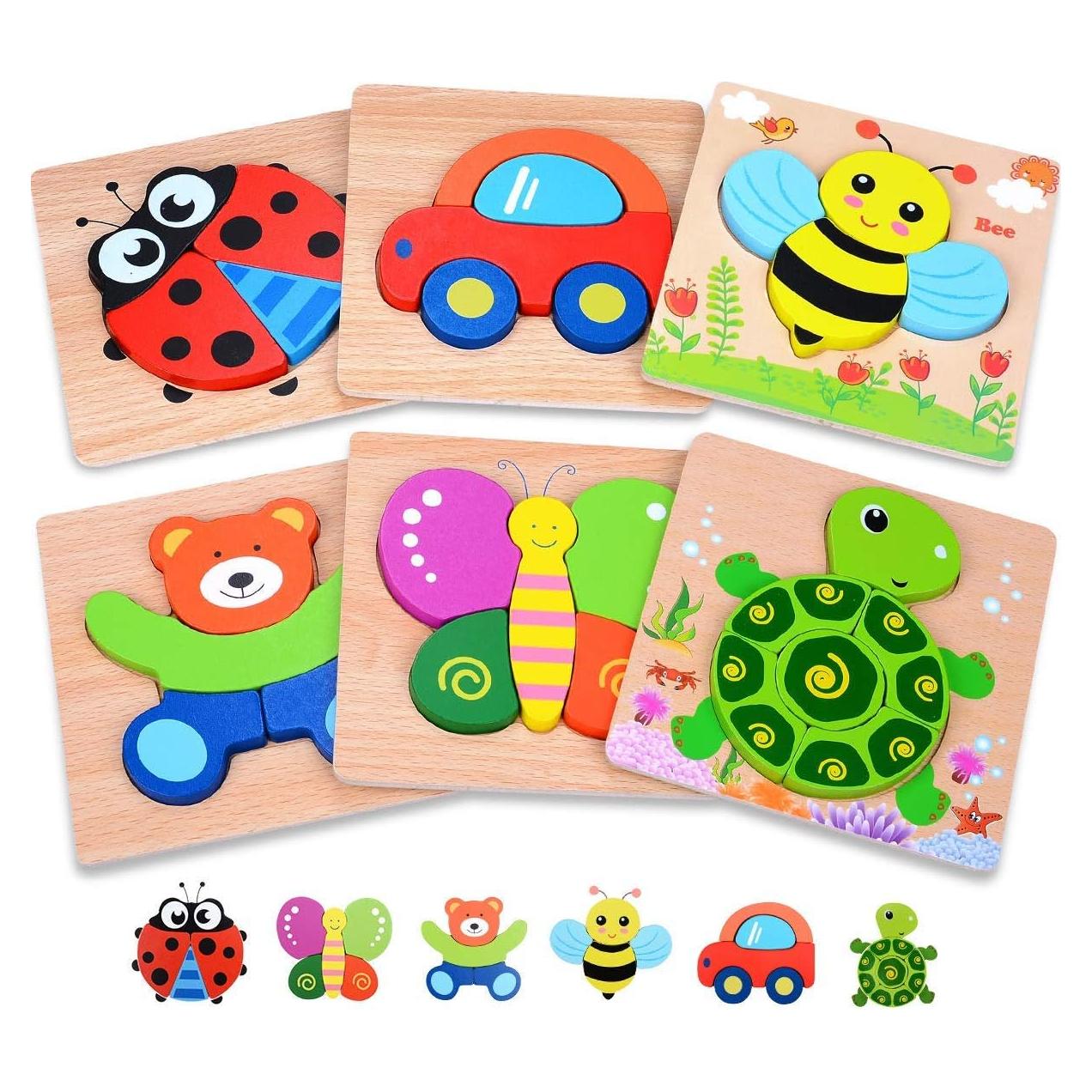 Rompecabezas de Madera MAGIFIRE 6 Piezas Animales y Vehículos