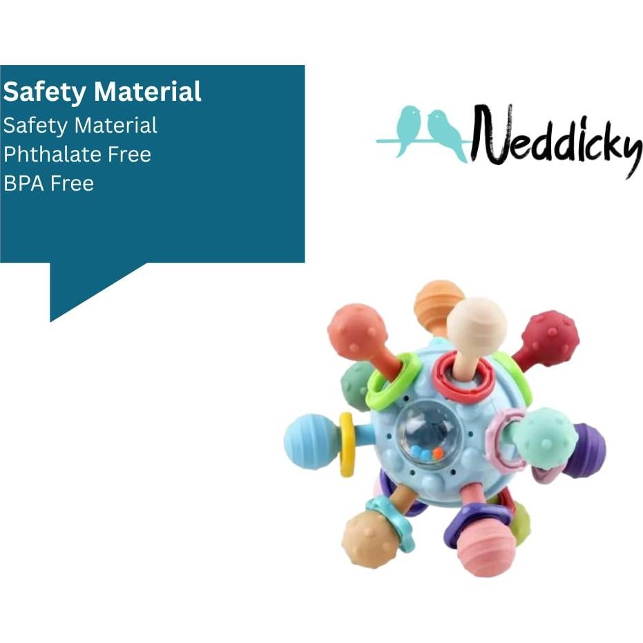 Mordedor Sensorial Neddicky Azul Claro - Silicona Grado Alimenticio