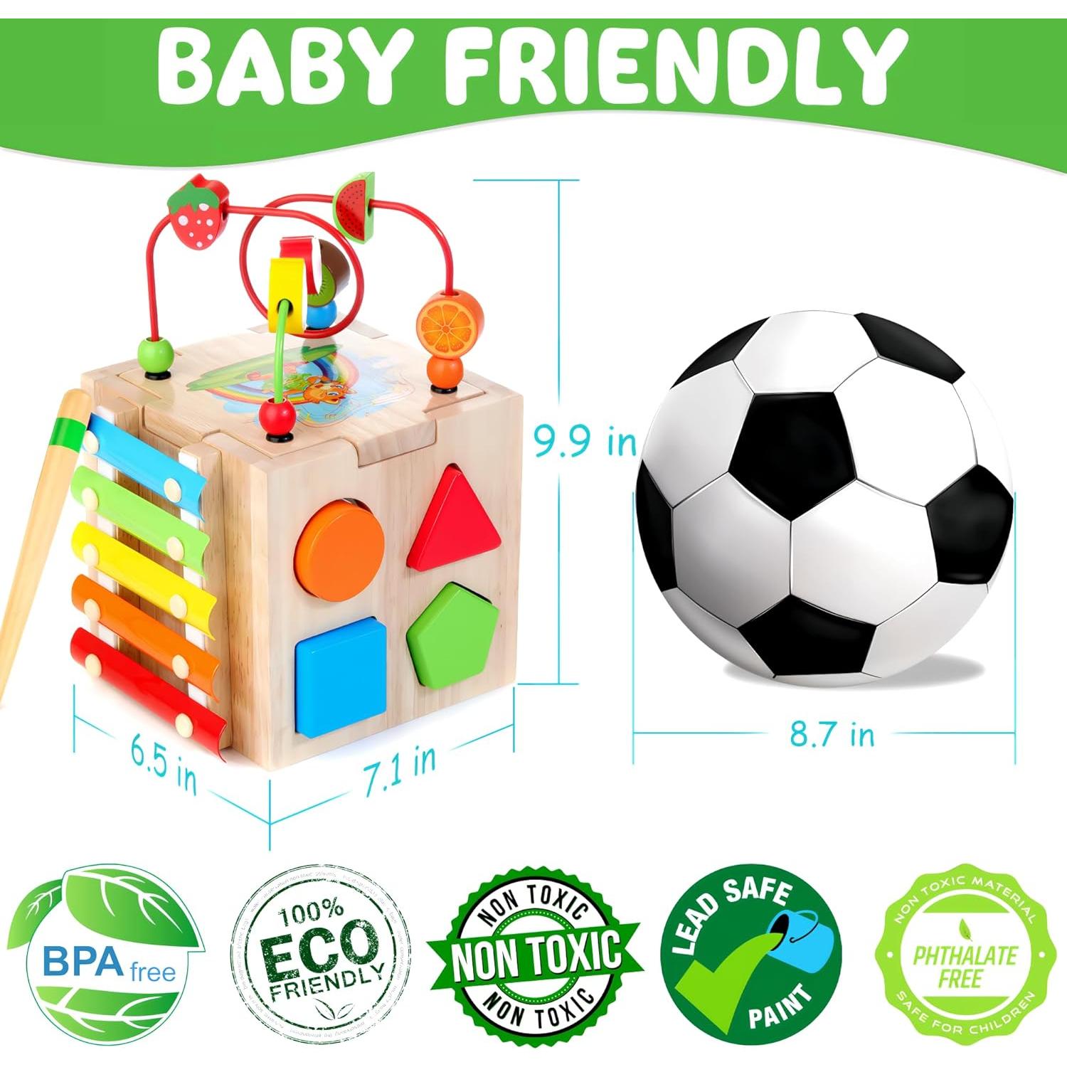 Cubo de Actividad de Madera Batlofty 8-en-1 para Niños 1-3 Años