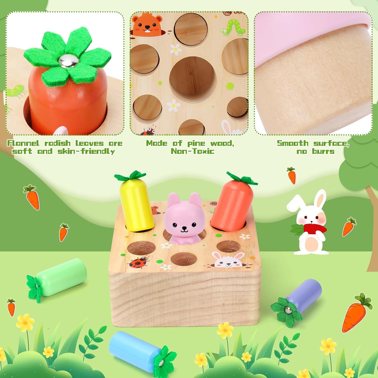 Rompecabezas Magnético de Madera PeaRoft con Conejo y Zanahorias