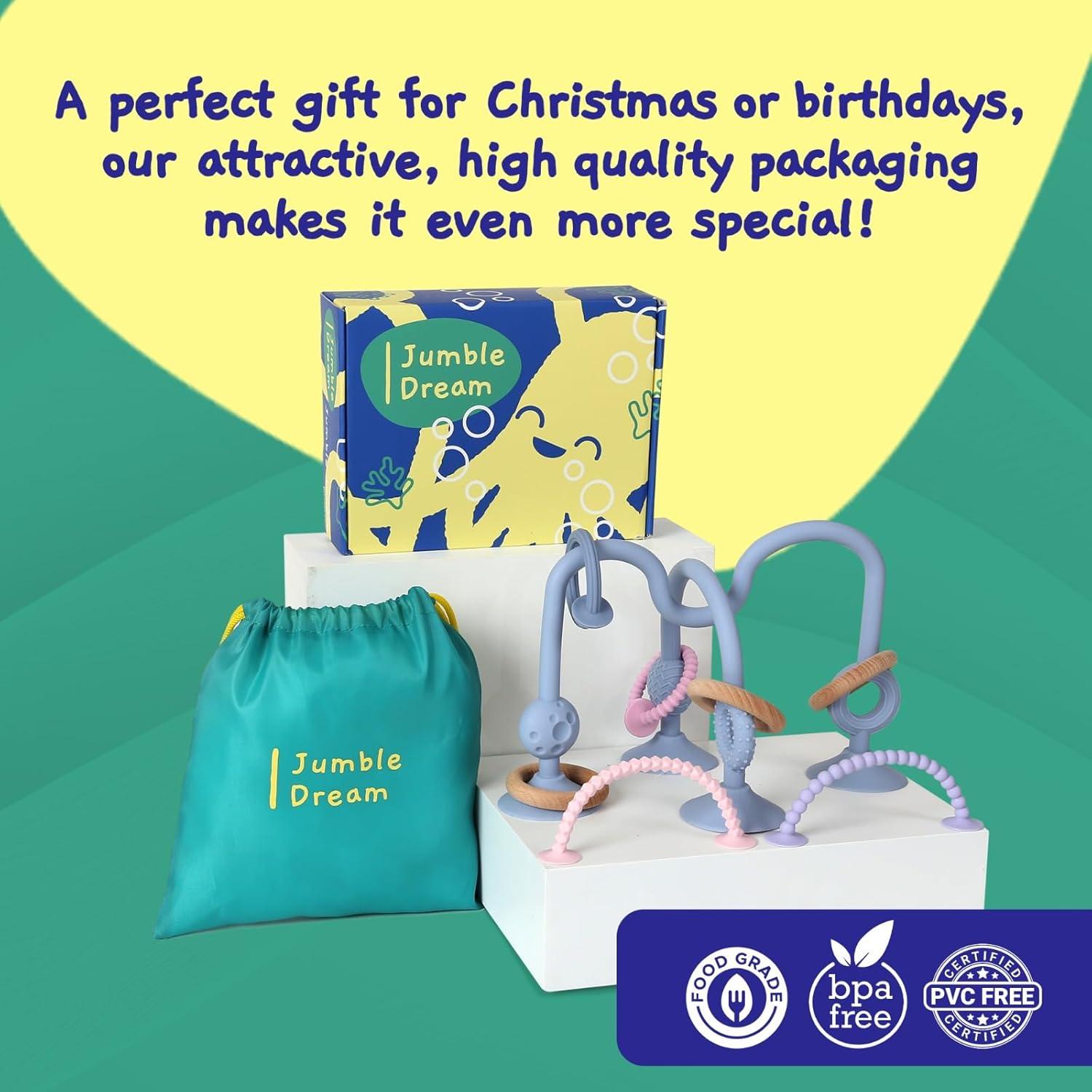 Juguete de Dentición Jumble Jangle para Bebés - Sin BPA, Azul Claro