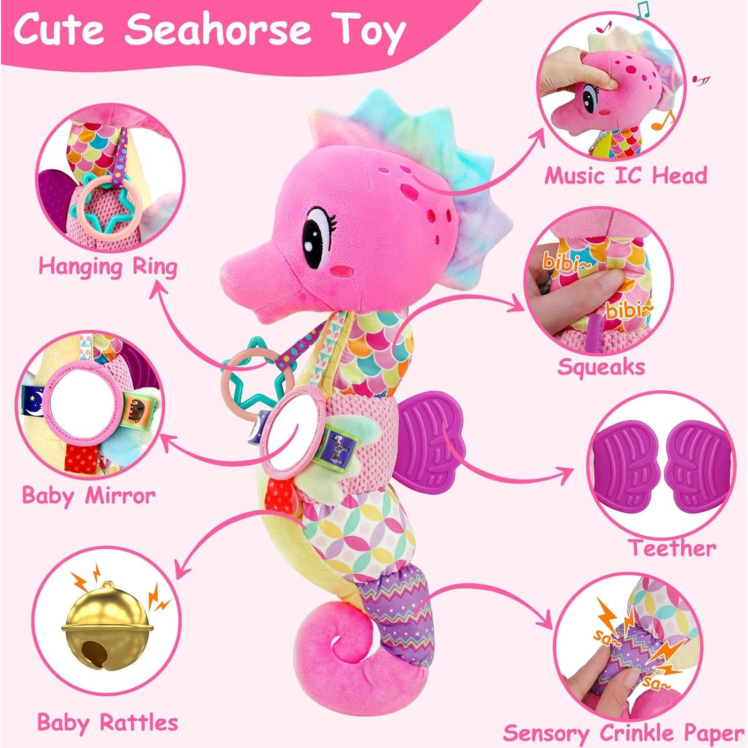 Juguete Sensorial Caballito de Mar Rosa Joosharkidz 0-12 Meses