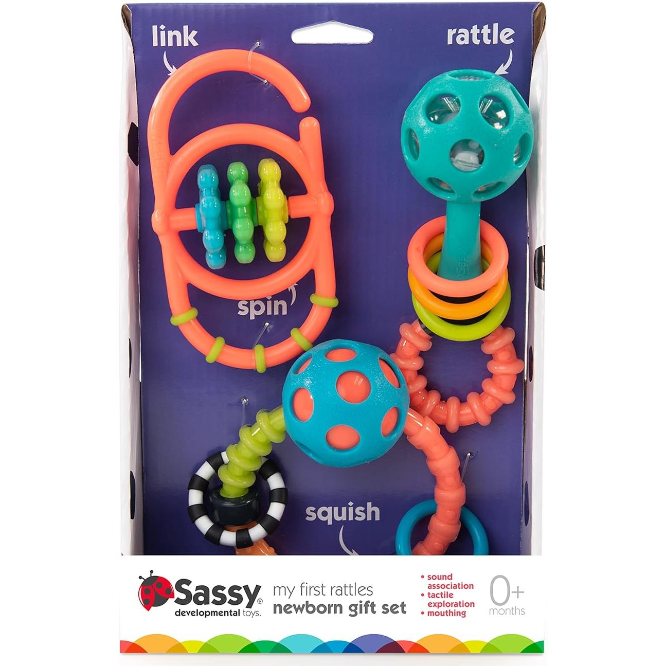 Juego de Sonajeros Sassy Baby 3 Piezas para Recién Nacidos