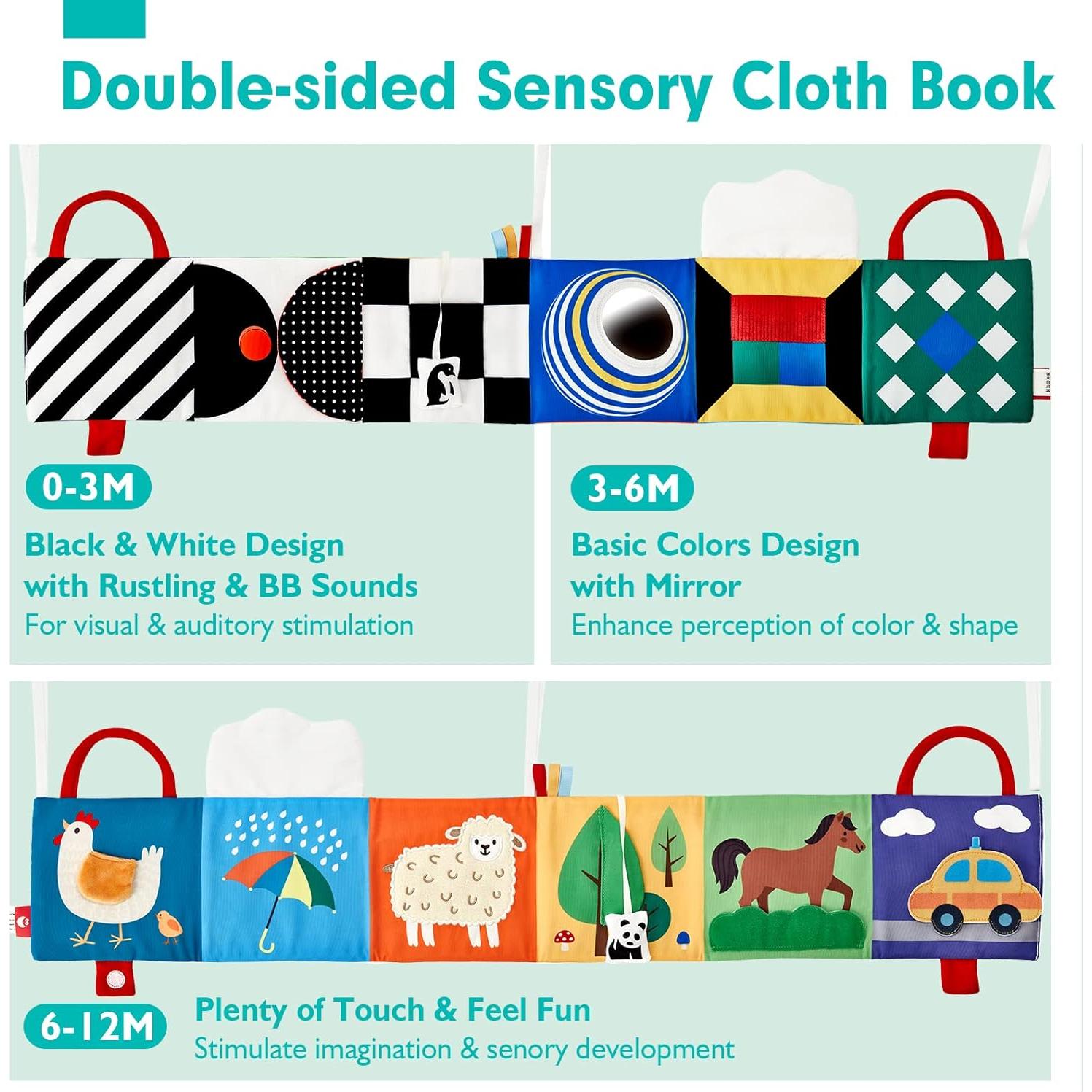 Libro de Juguetes para Bebés Hahaland 0-6 Meses - Estimulación Visual y Táctil