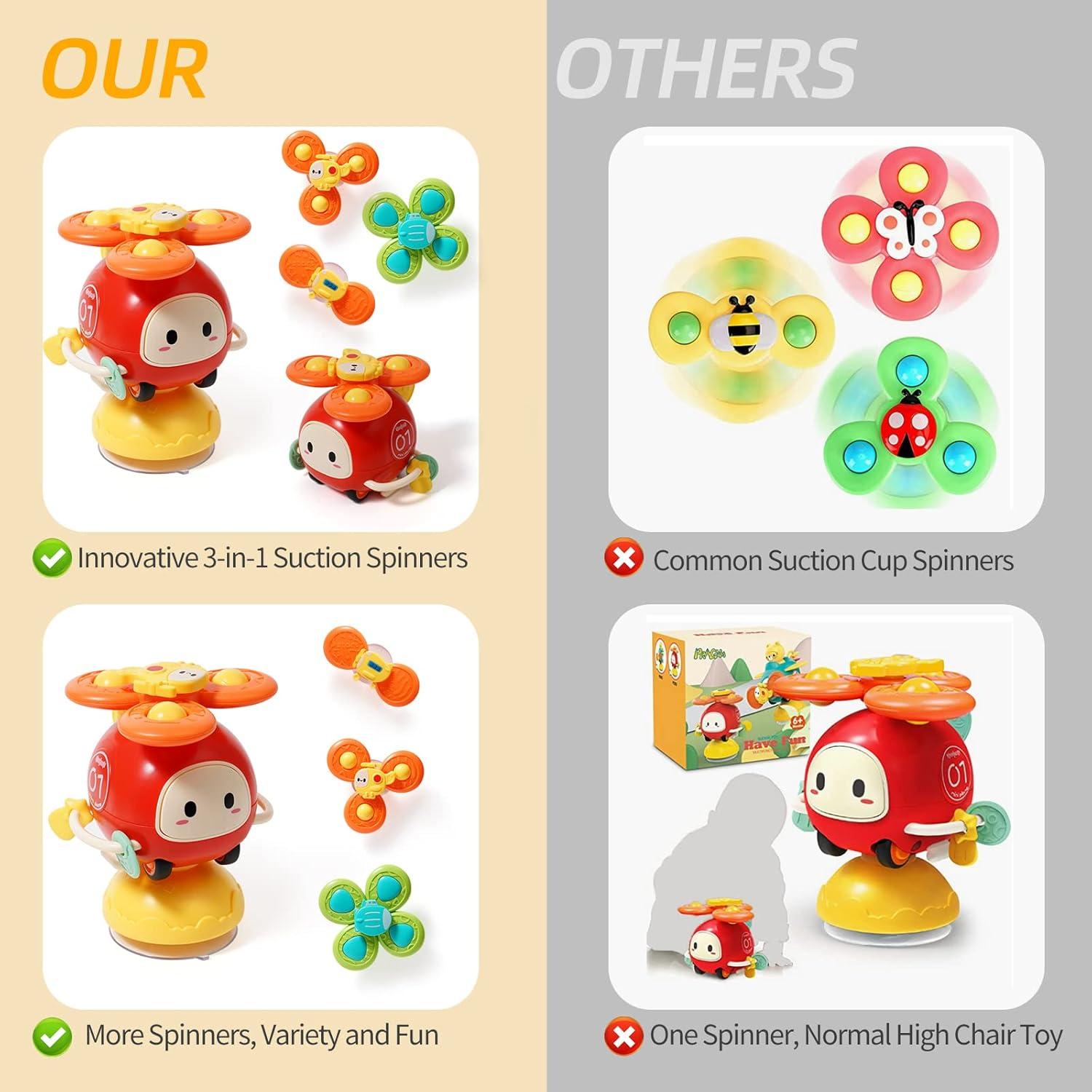 Juguete Spinner con Ventosa Taotaotoys Helicóptero 3 Piezas