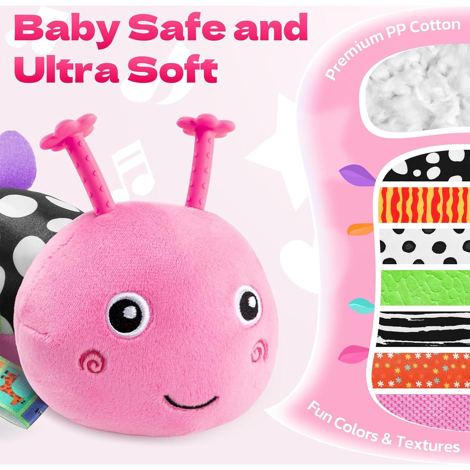 Juguete Sensorial Oruga de Peluche HEMRLY Rosa 0-6 Meses