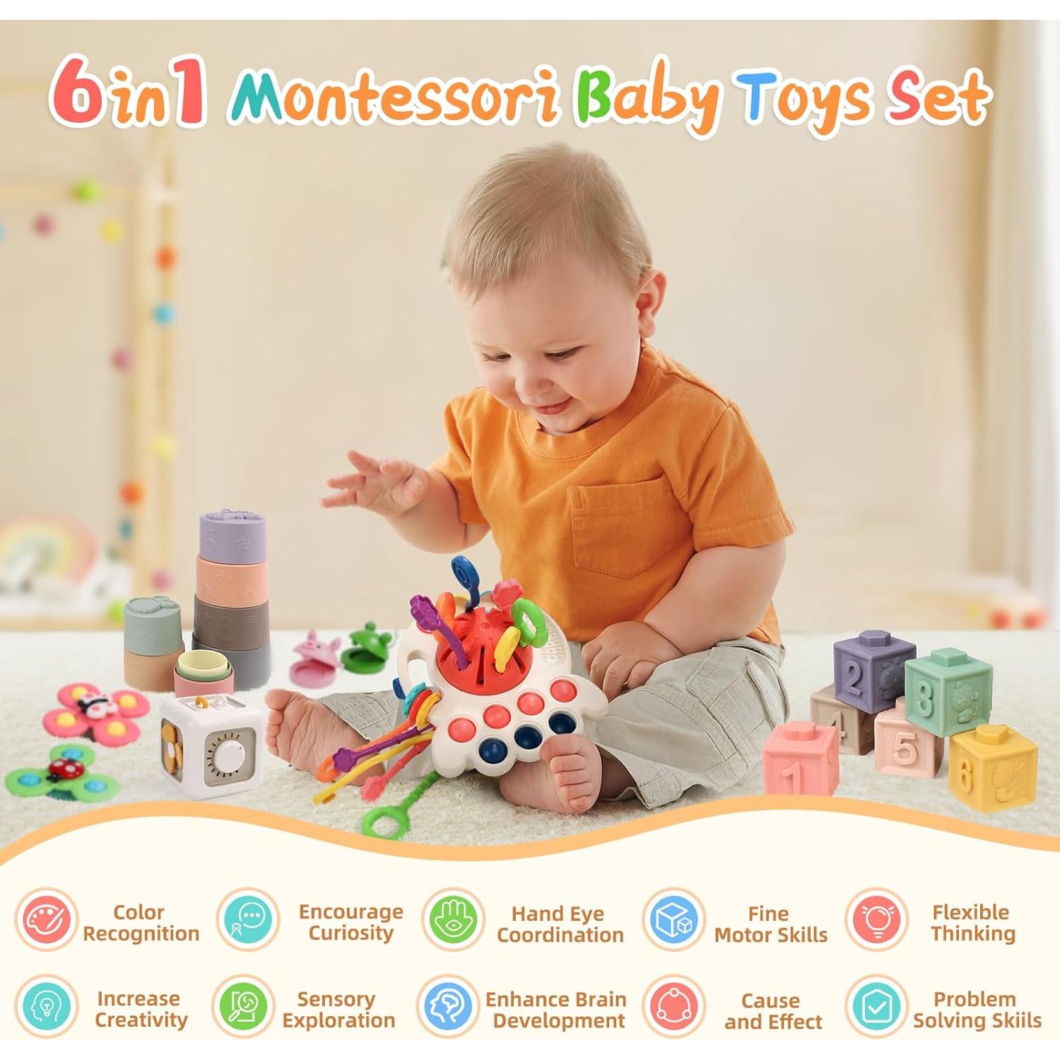 Juguetes Montessori 6 en 1 MTTIERY para Bebés 0-18 Meses
