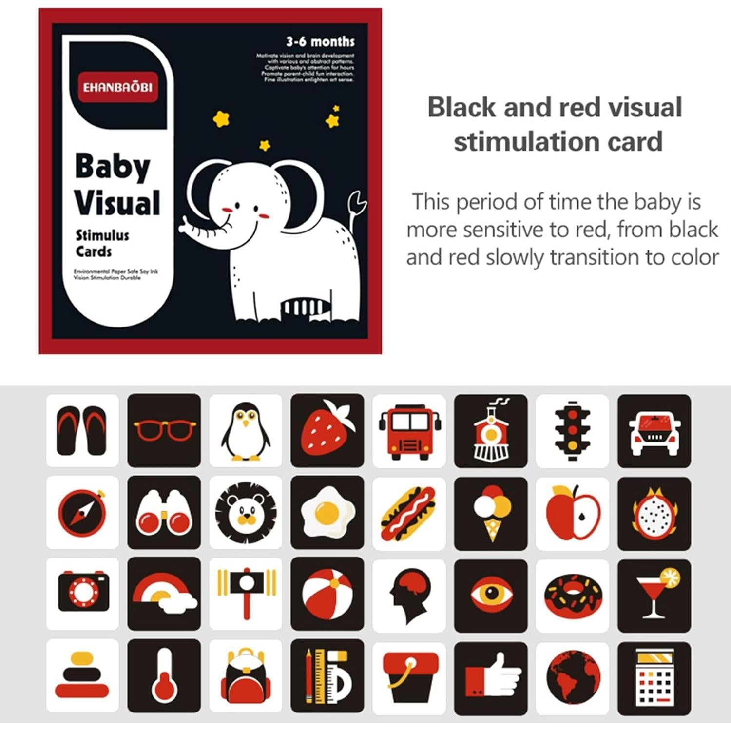 Tarjetas de Flash para Bebés 96 Pcs Estimulación Visual 0-12 Meses