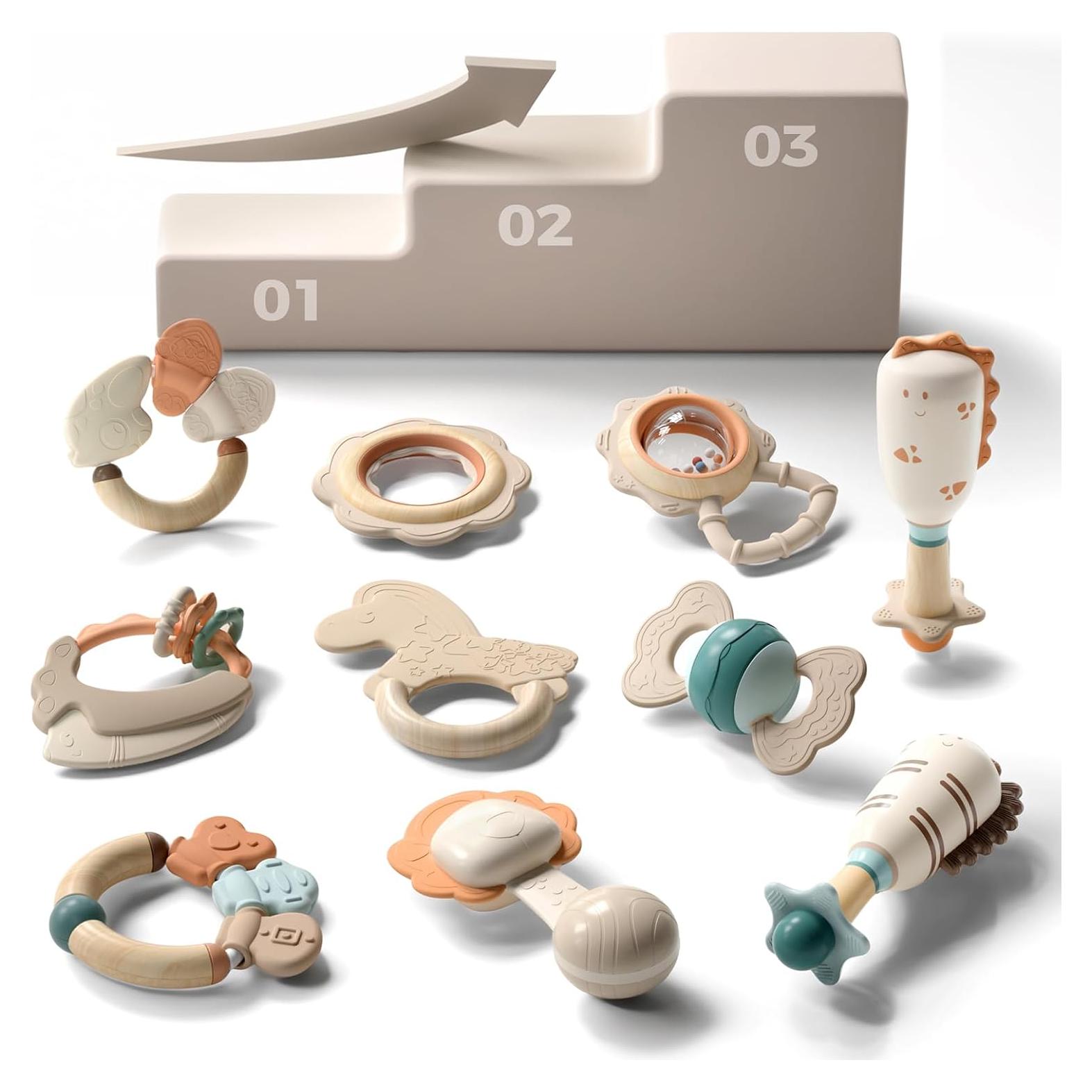 Juguetes de Dentición Evoceler 10 Piezas para Bebés 0-18 Meses