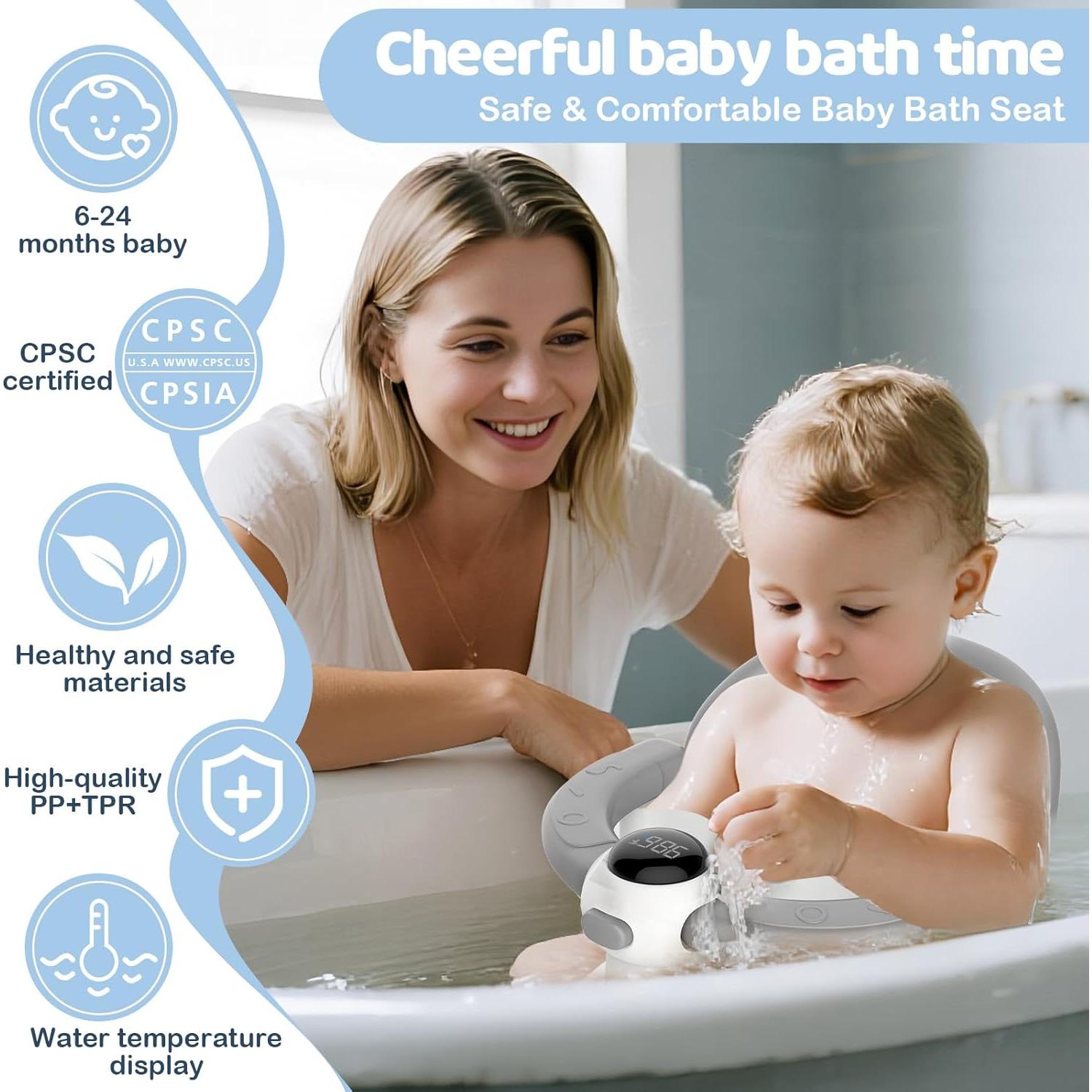 Asiento de Baño para Bebés TOSGN con Pantalla de Temperatura