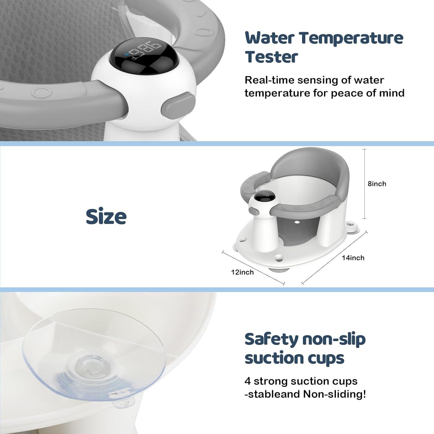 Asiento de Baño para Bebés TOSGN con Pantalla de Temperatura