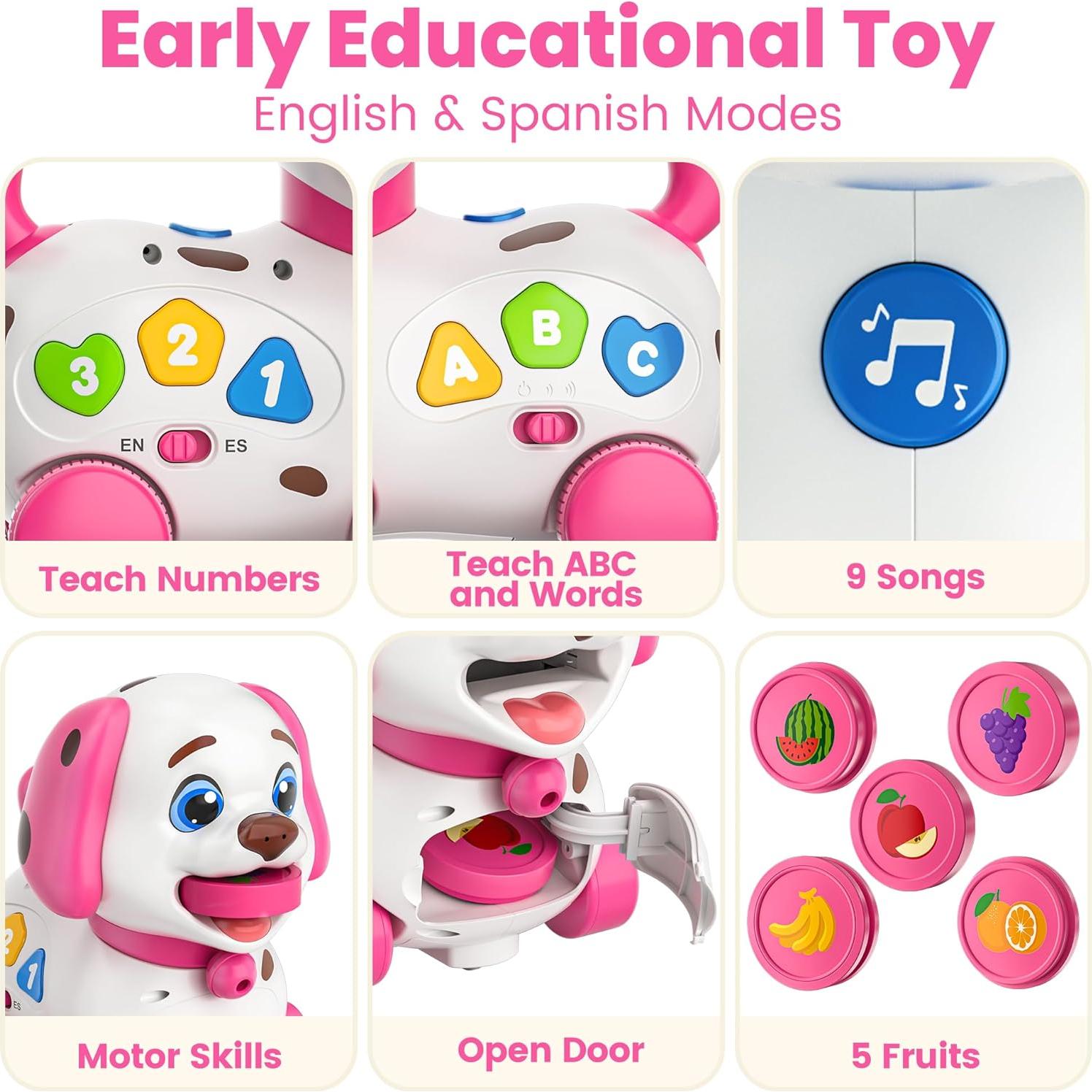 Juguete Musical Cachorro HYC Rosa 4 en 1 para Bebés 6-18 Meses