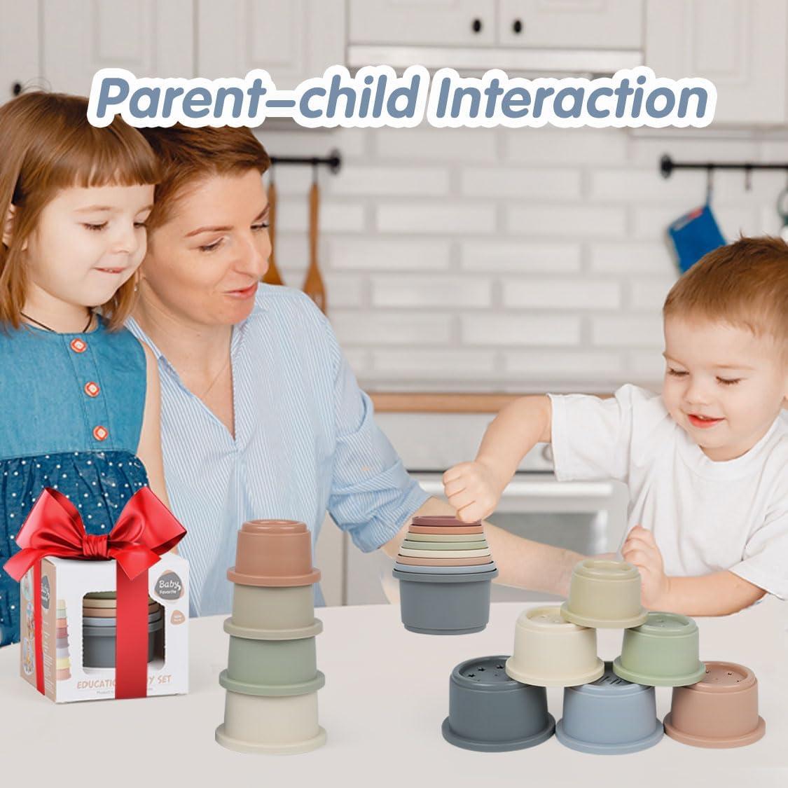 Juguete Tazas Apilables SKYWHALE 8PCS para Bebés 6-12 Meses