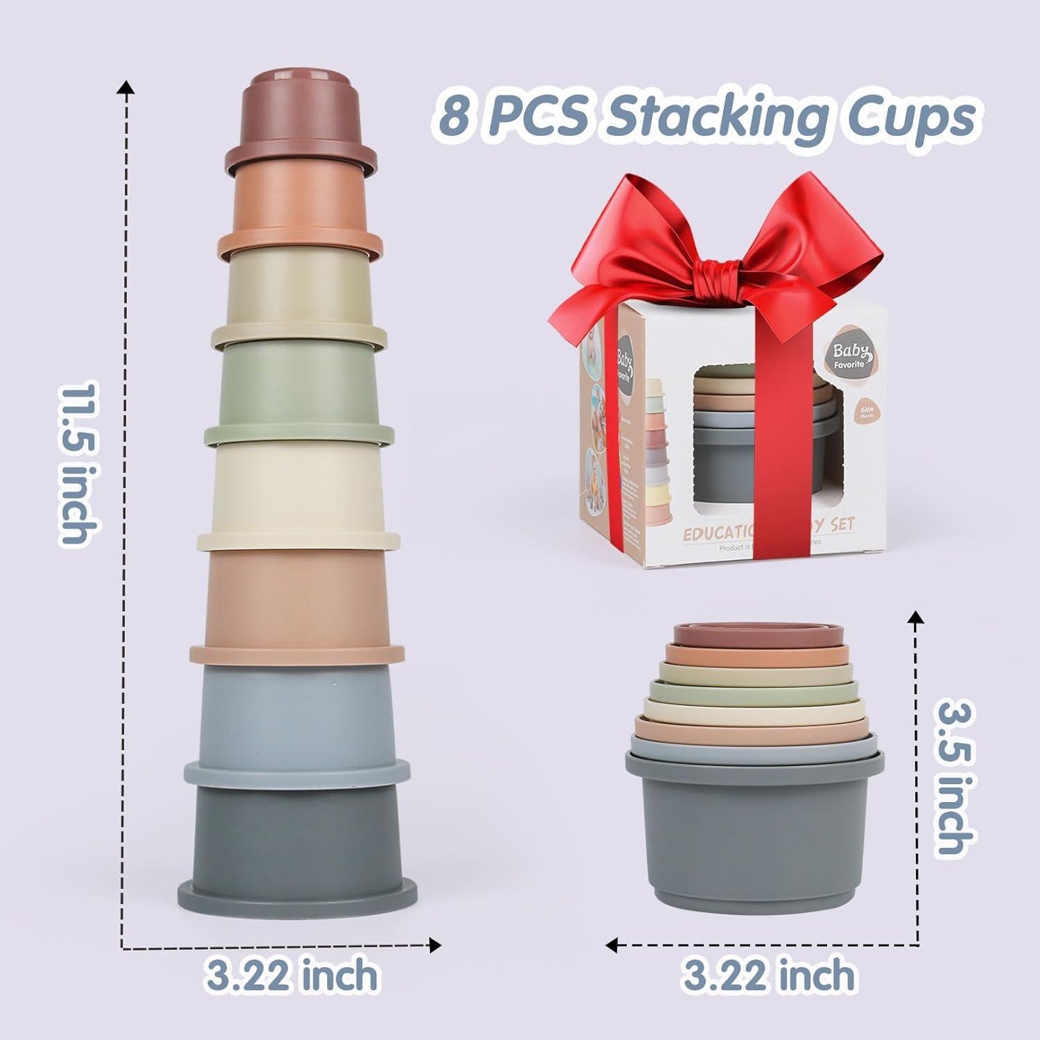 Juguete Tazas Apilables SKYWHALE 8PCS para Bebés 6-12 Meses