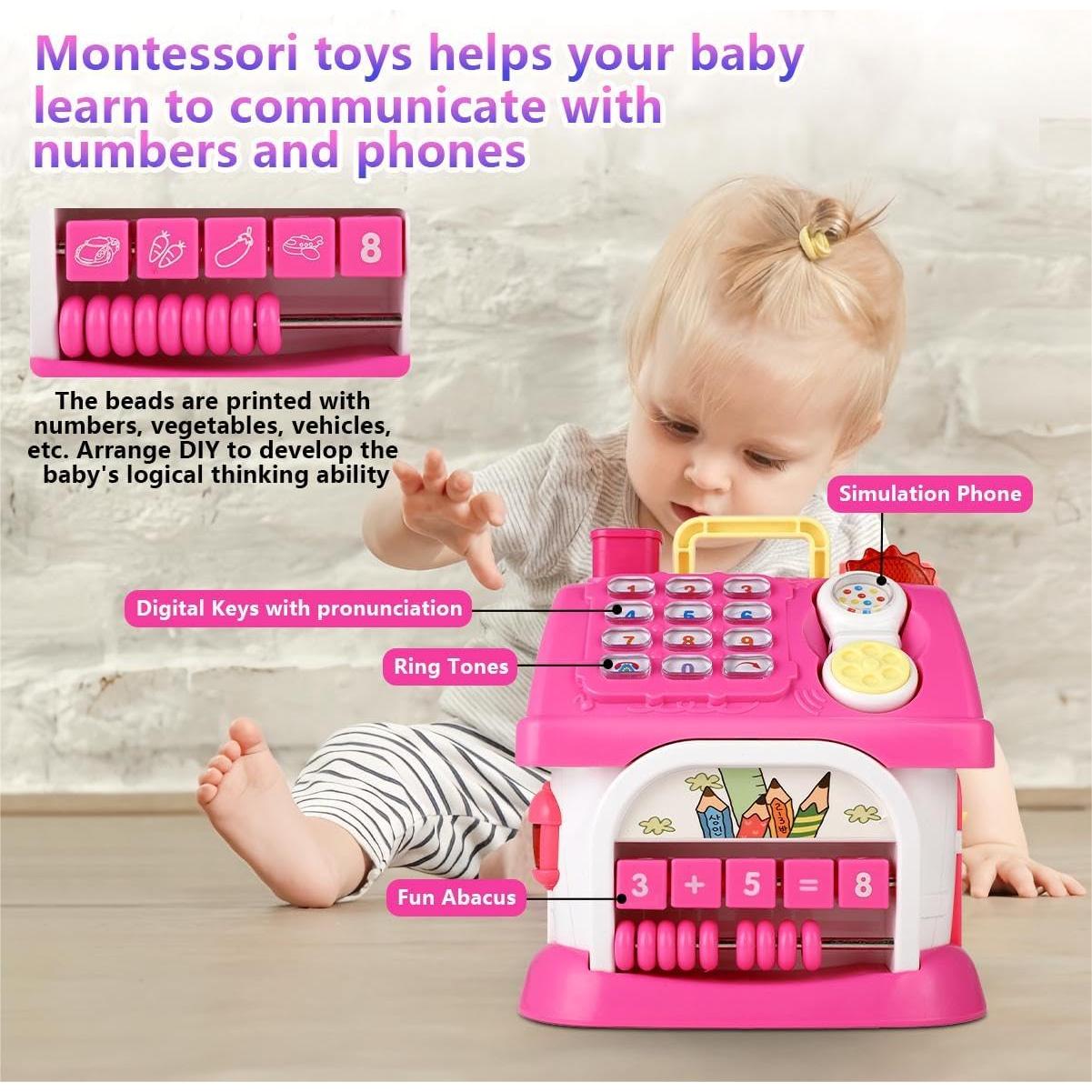 Casa de Actividades Musicales Montessori Rosa 8-en-1 para Niñas