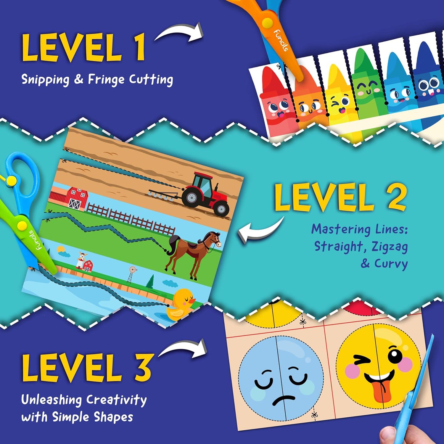 Kit de Manualidades para Niños Funcils - Tijeras de Seguridad y Libros de Actividades